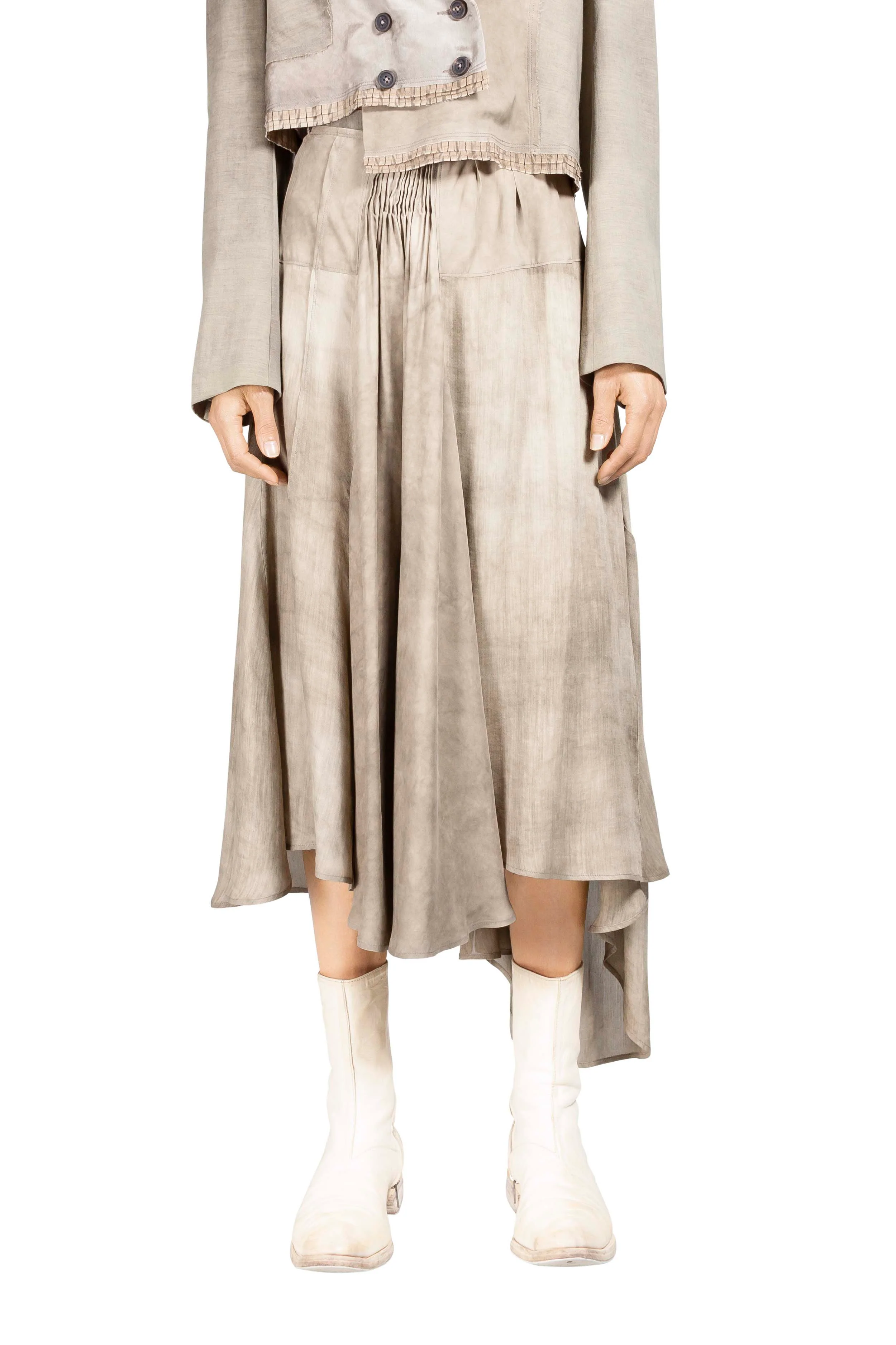 Asymmetric Hemline Long Skirt