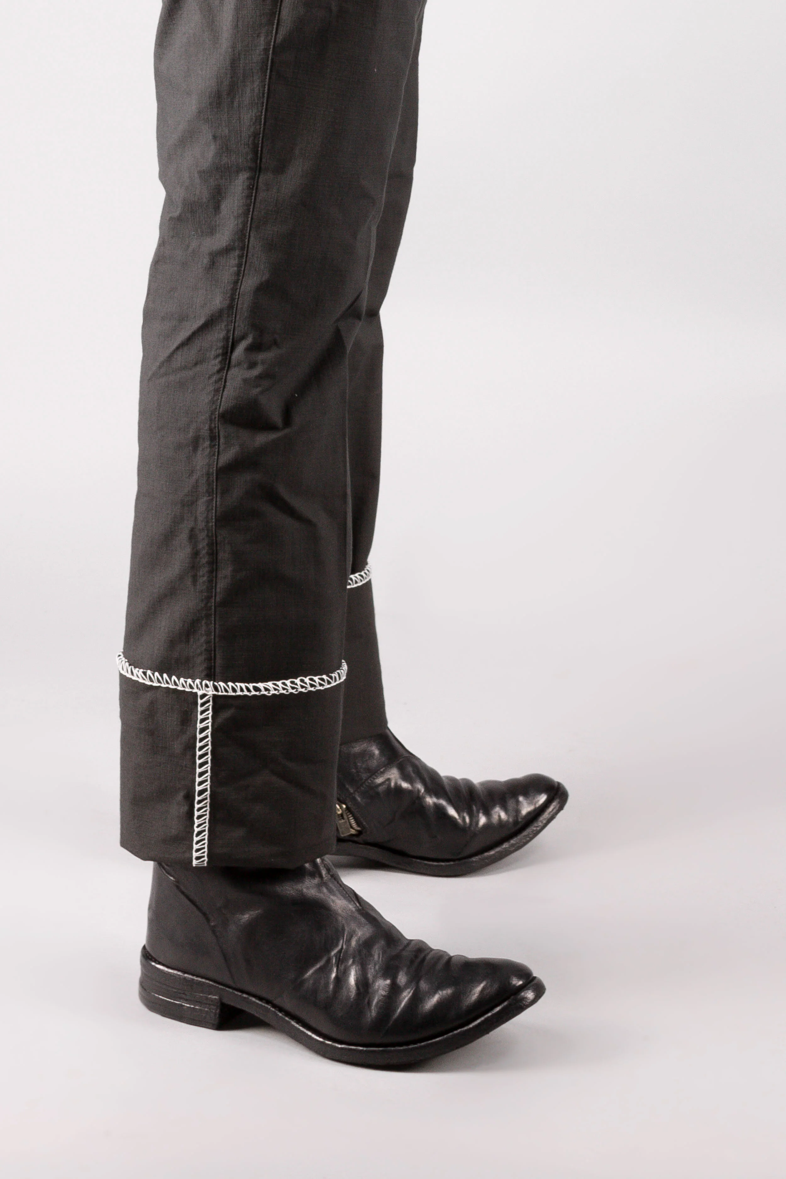 Unlined White Overlock Loop Zip Trousers - Image 5