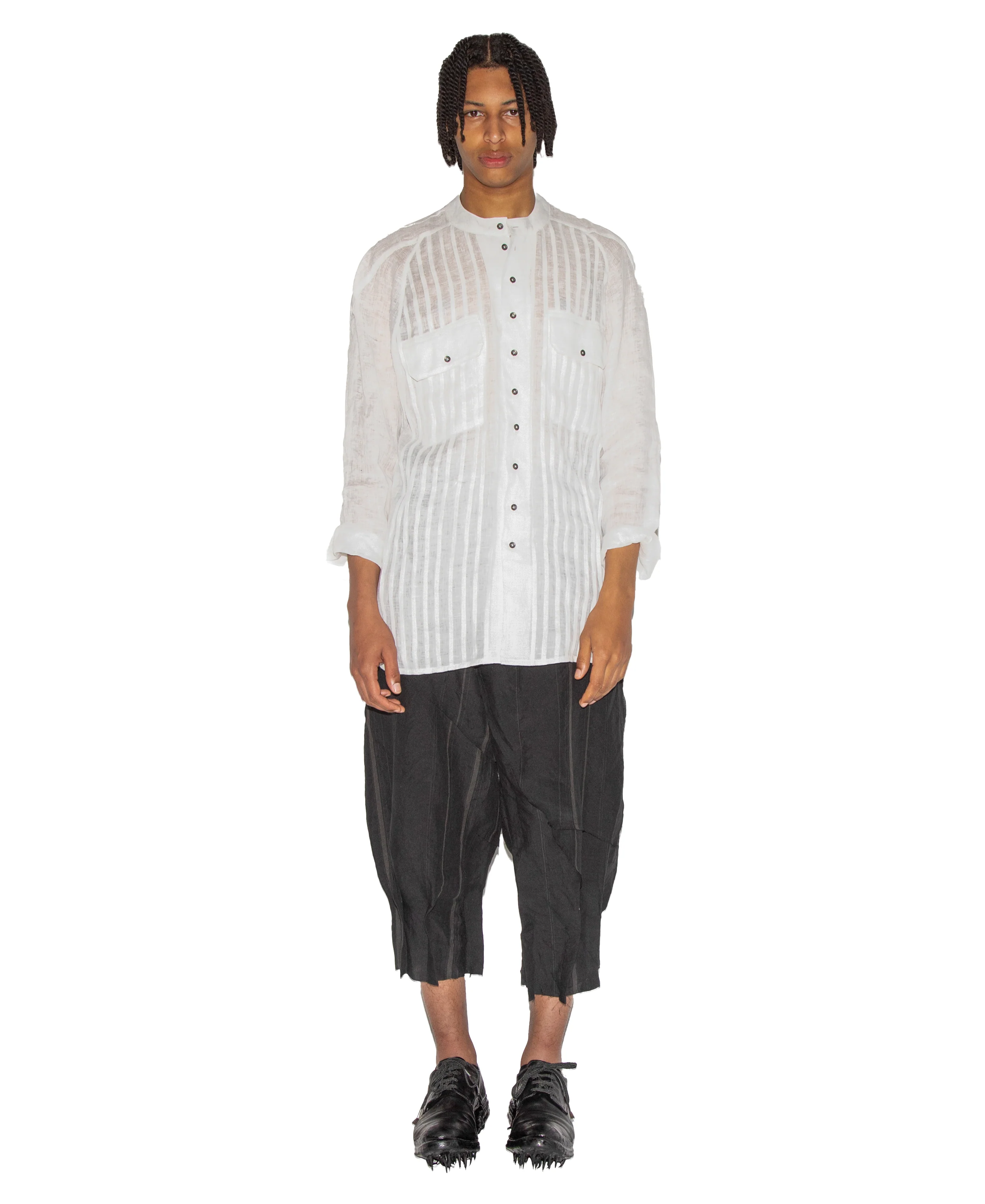 Slim-Fit Hand Woven Pleated Shirt - Image 3