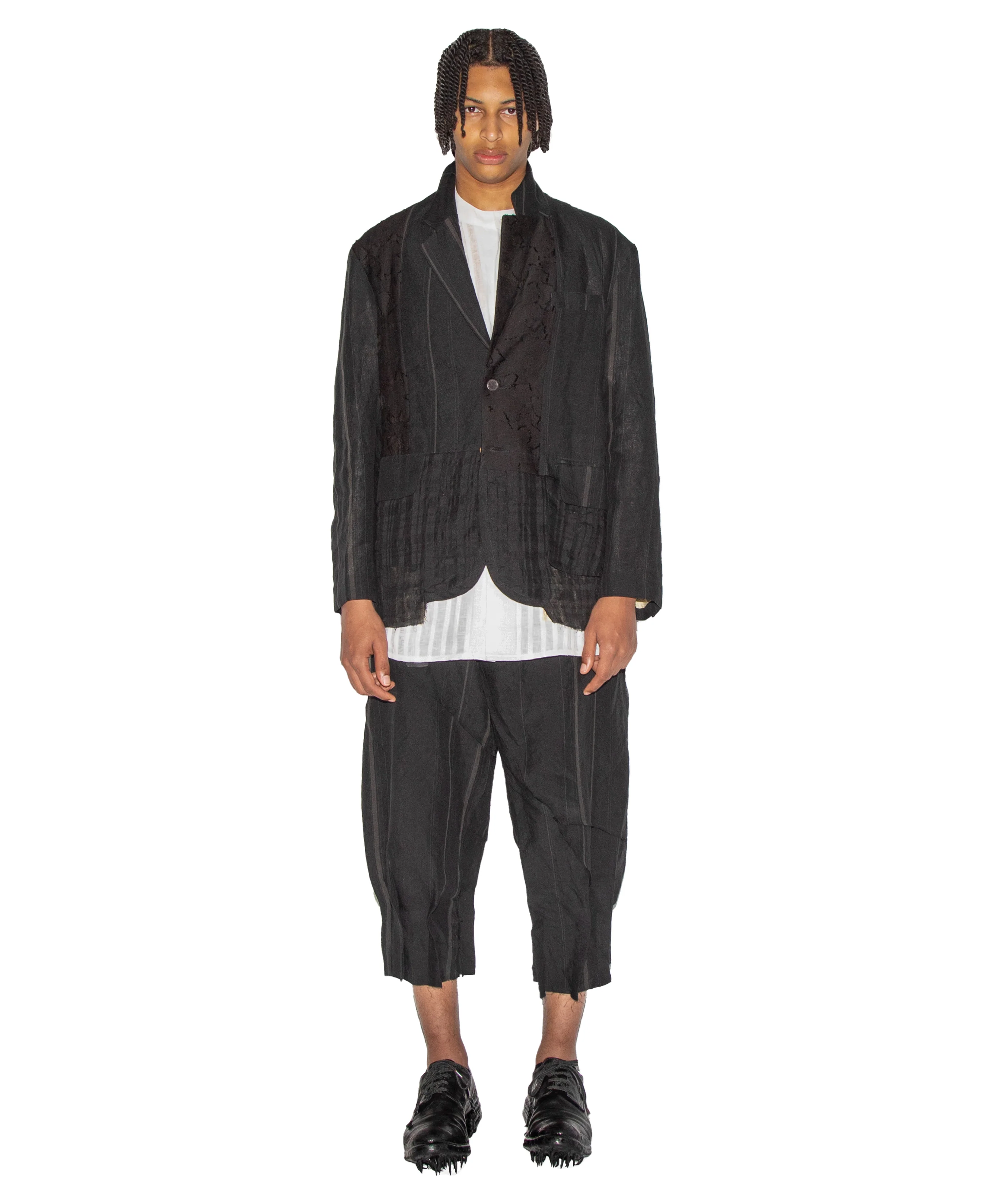 Slim-Fit Hand Woven Yarn Dyed Patch Blazer - Image 3