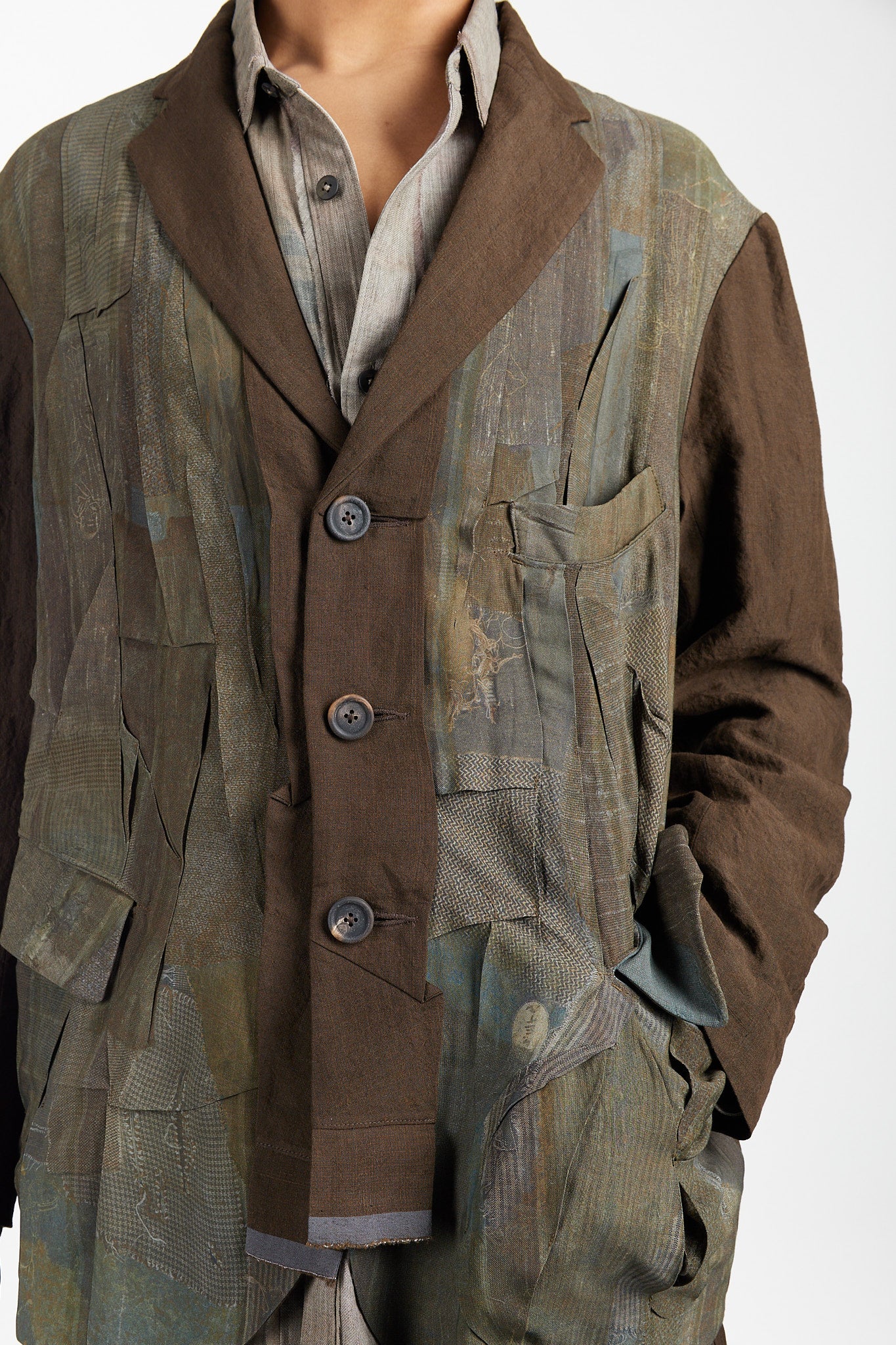 Collaged Wrinkle 3 Button Blazer - Image 4