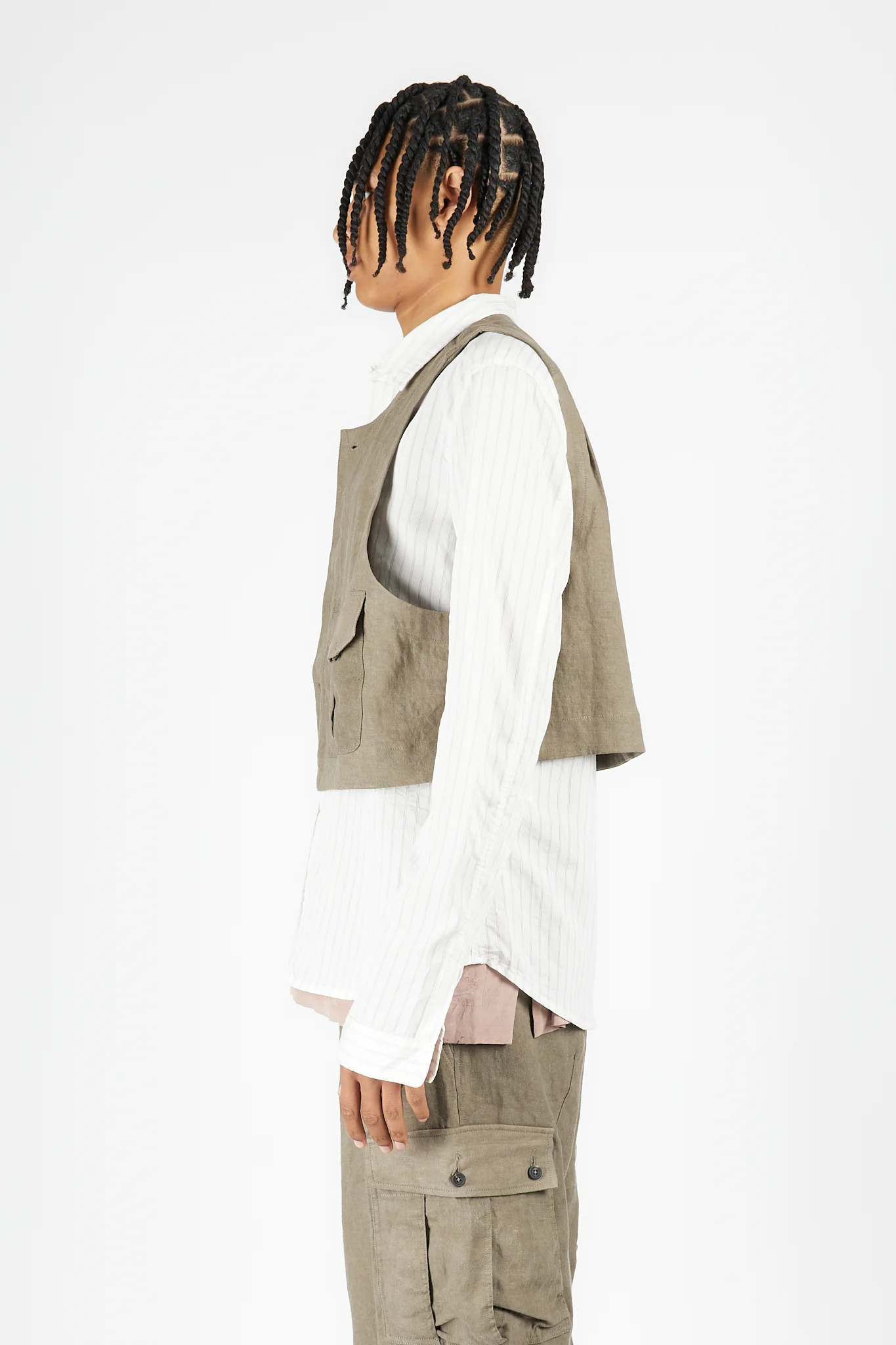 Cropped Collarless Waistcoat - Image 3