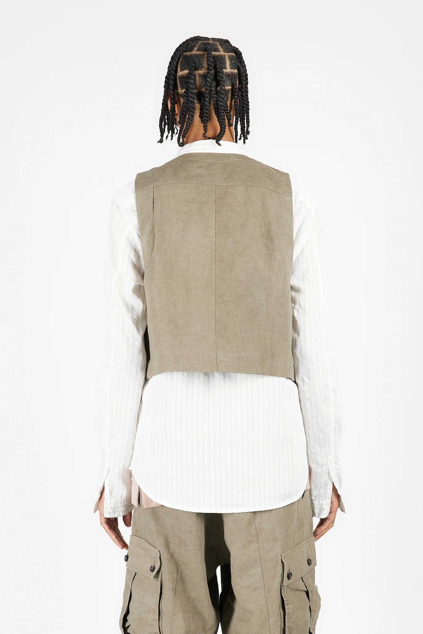 Cropped Collarless Waistcoat - Image 4