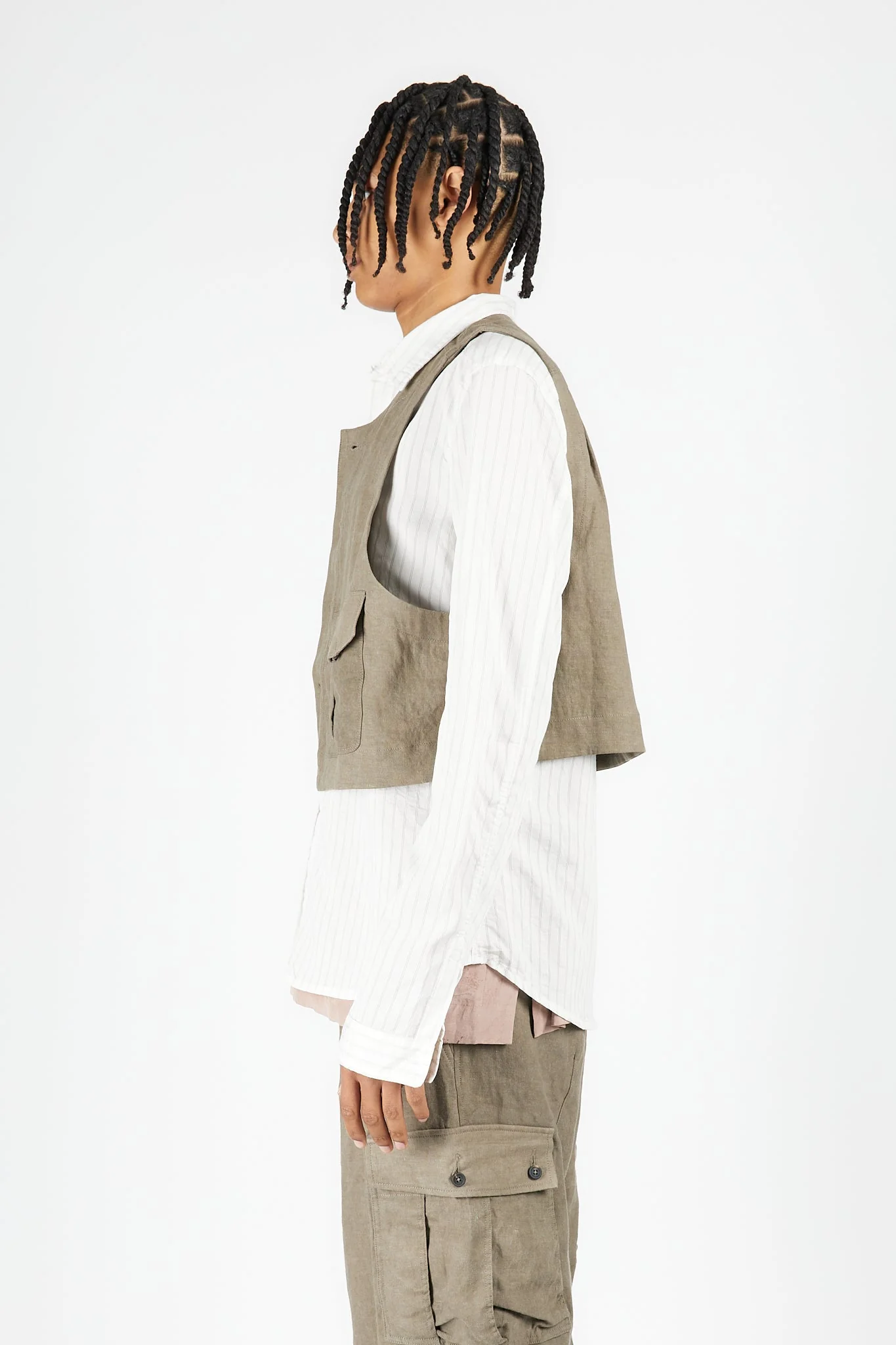 Cropped Collarless Waistcoat - Image 7
