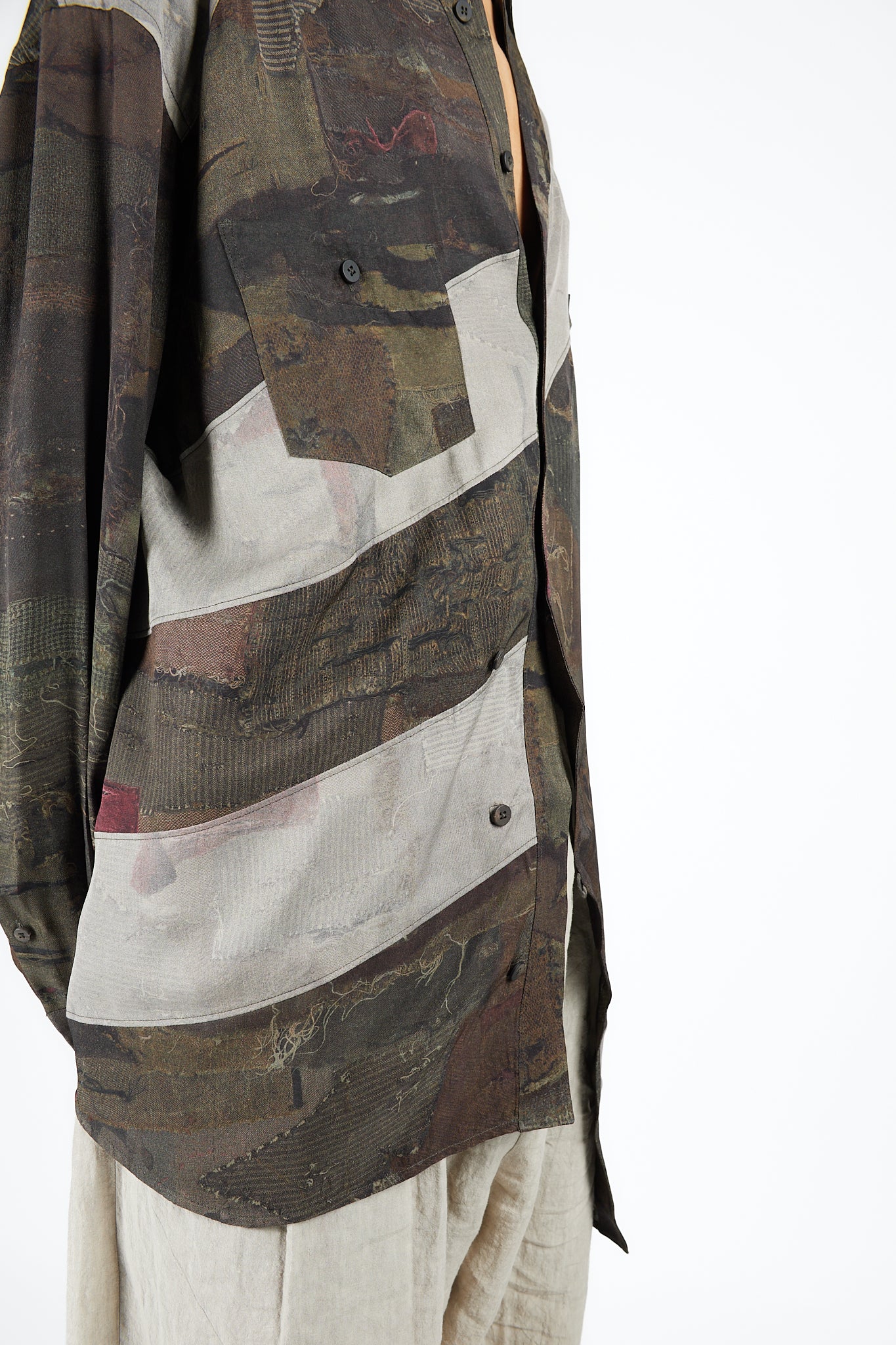 Digital Print Asymmetric Long Shirt - Image 2