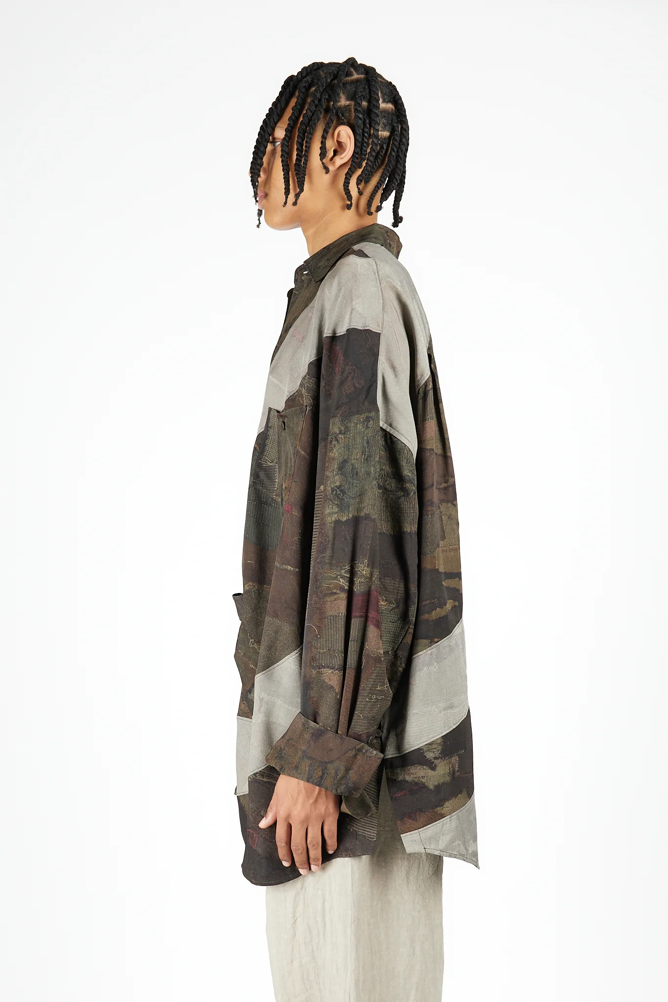 Digital Print Asymmetric Long Shirt - Image 3