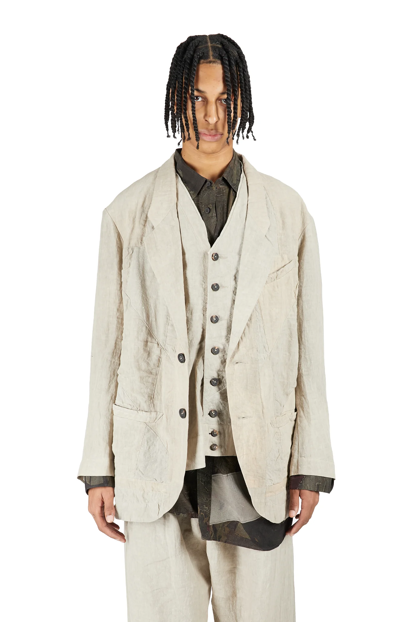 Hidden Patchwork 2 Button Jacket