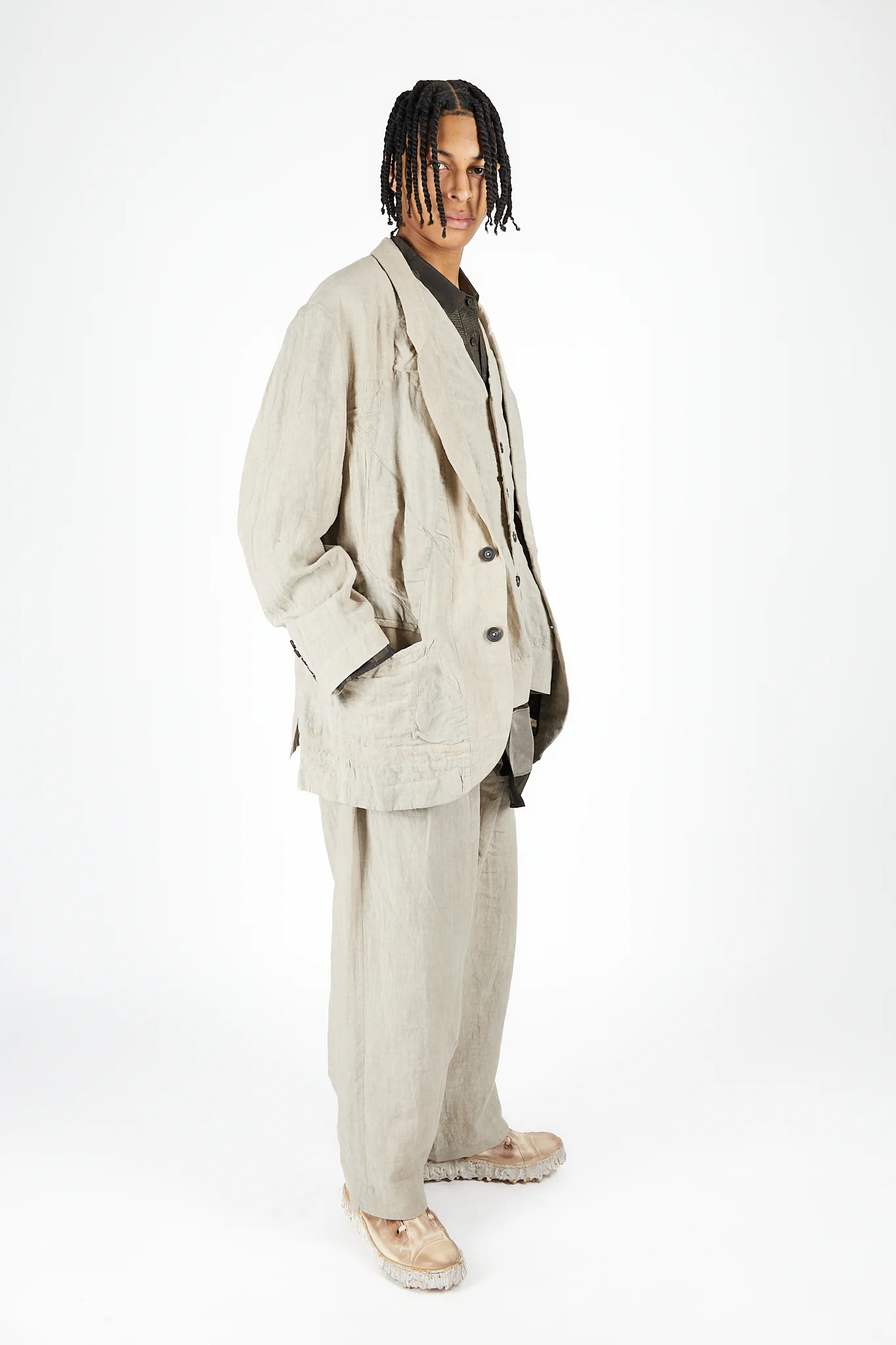 Hidden Patchwork 2 Button Jacket - Image 2