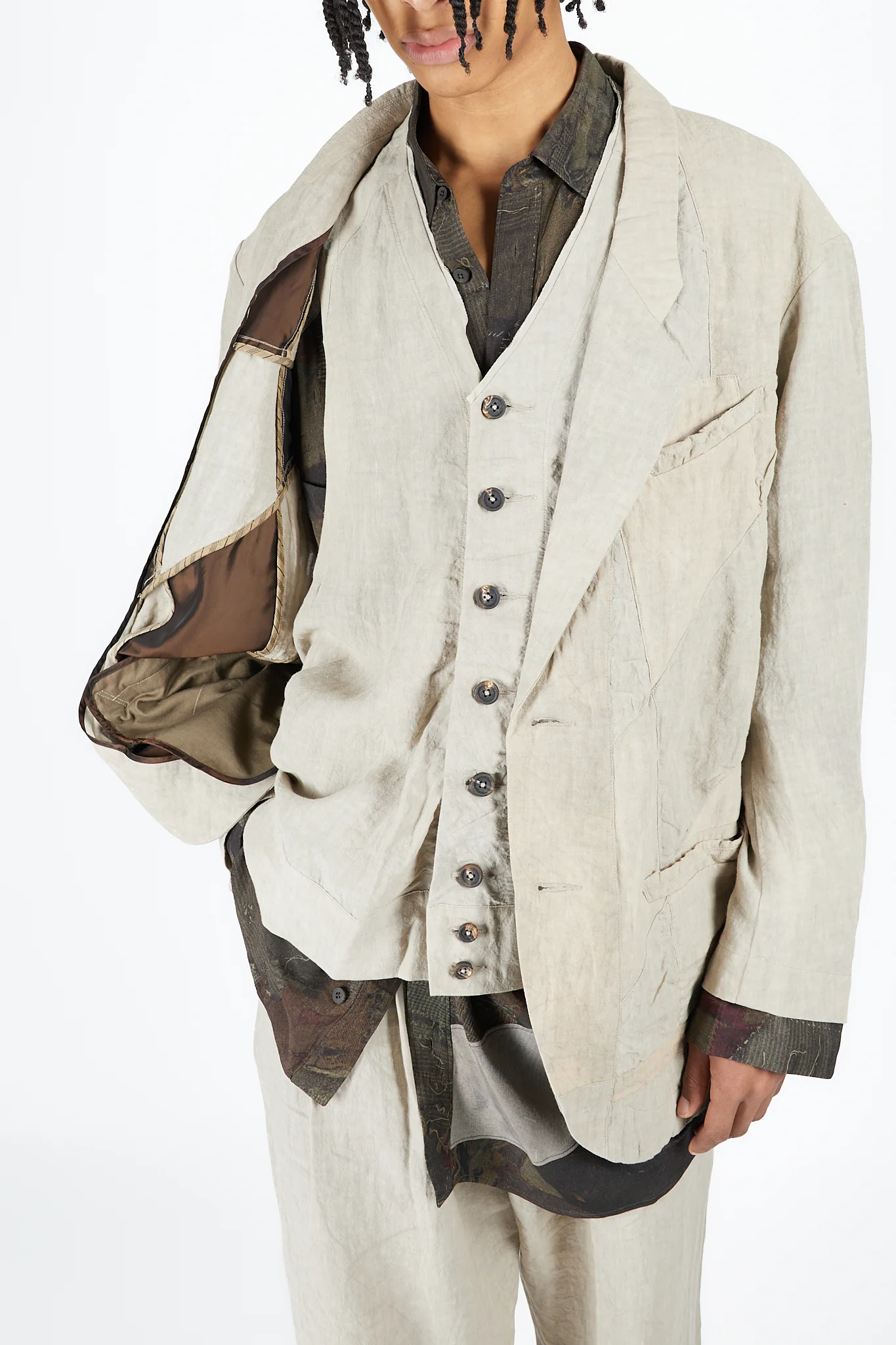 Hidden Patchwork 2 Button Jacket - Image 5