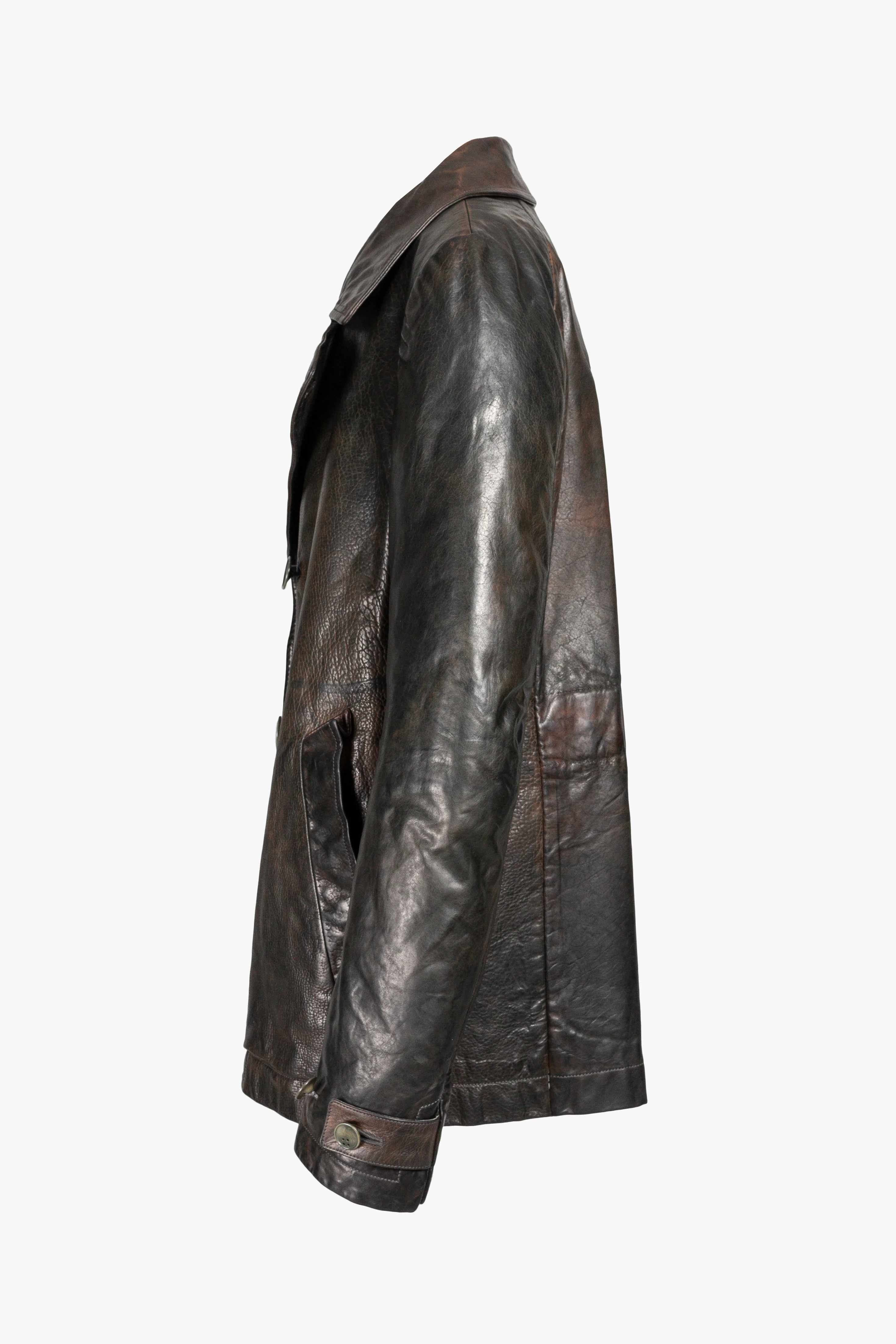 Lined Unlined Chain Seam Back Raglan Leather Caban - Image 3