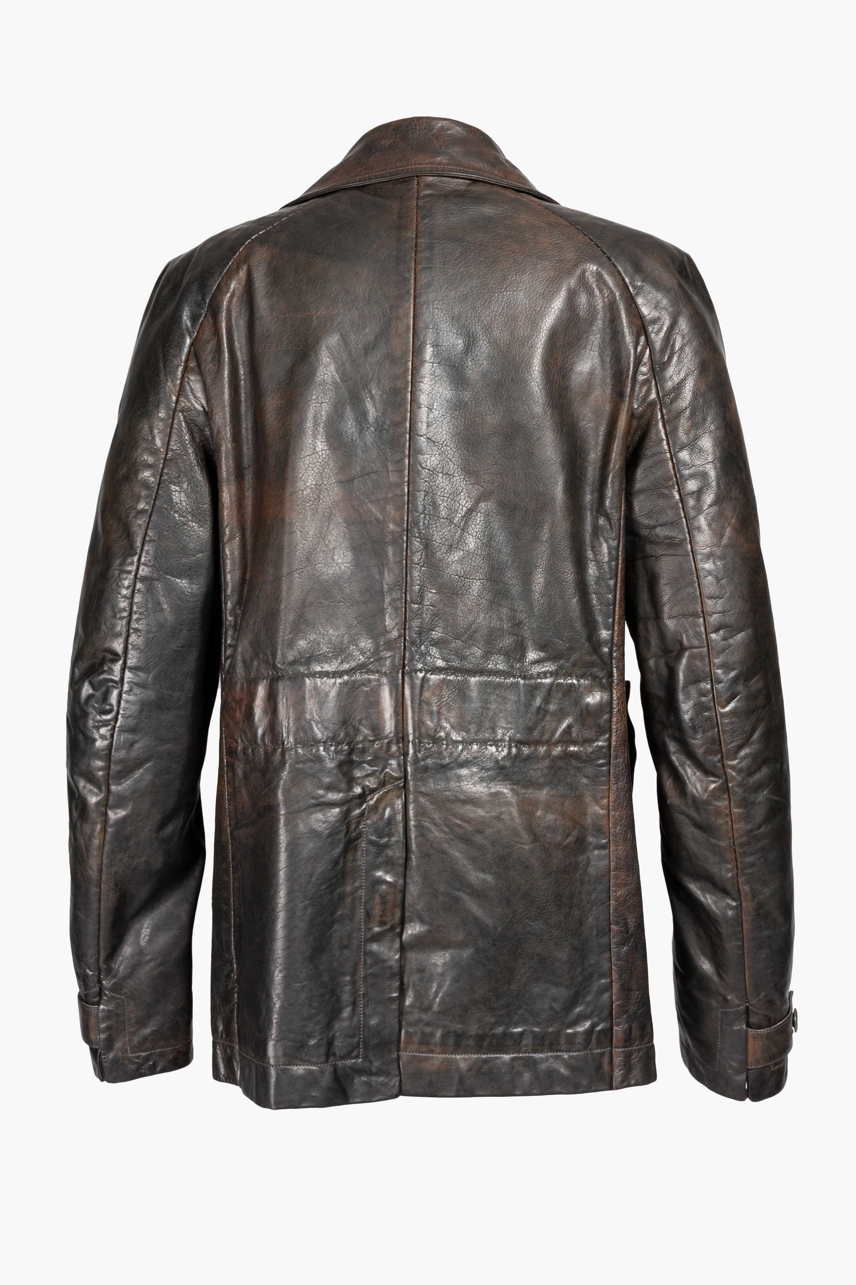 Lined Unlined Chain Seam Back Raglan Leather Caban - Image 4