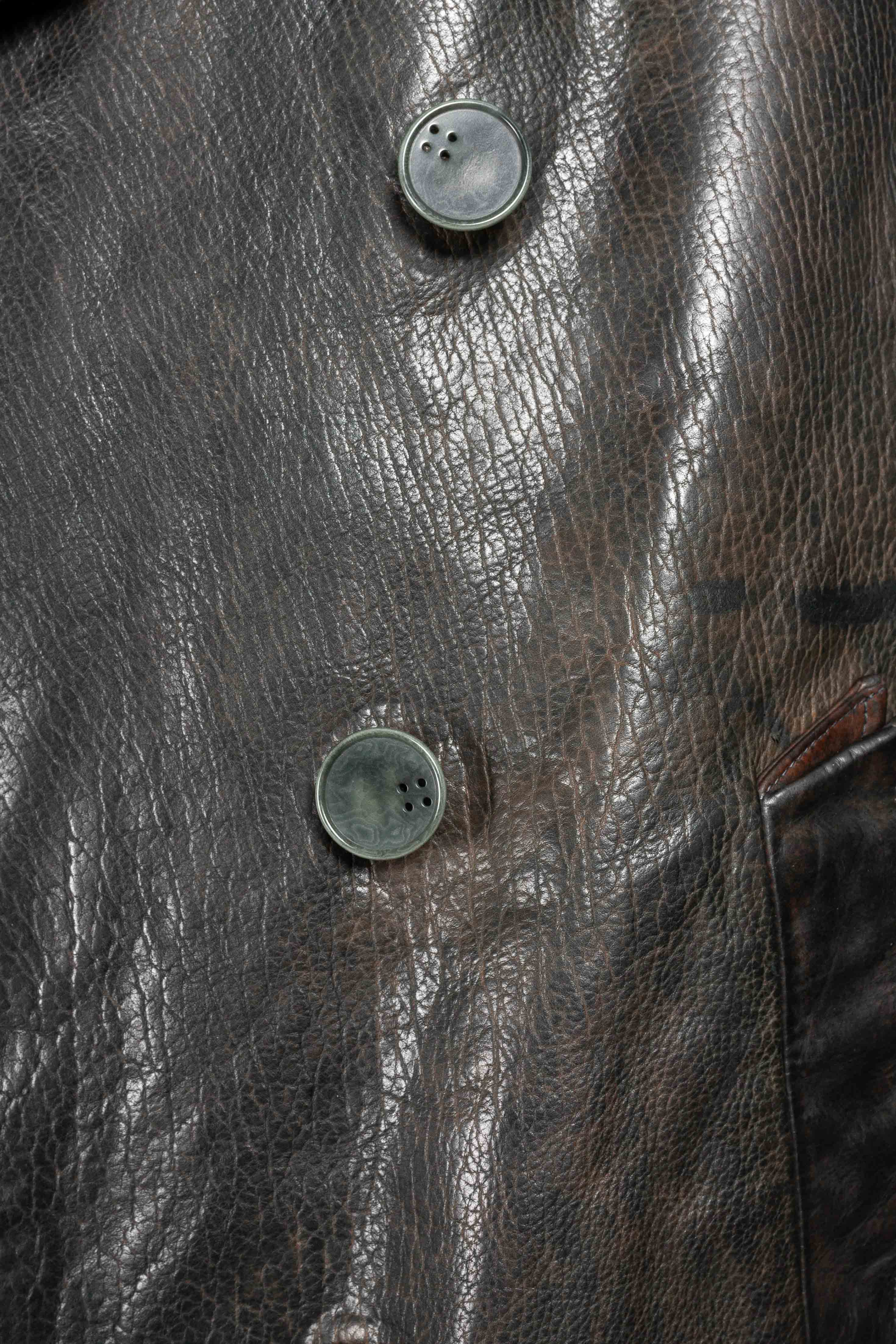 Lined Unlined Chain Seam Back Raglan Leather Caban - Image 5