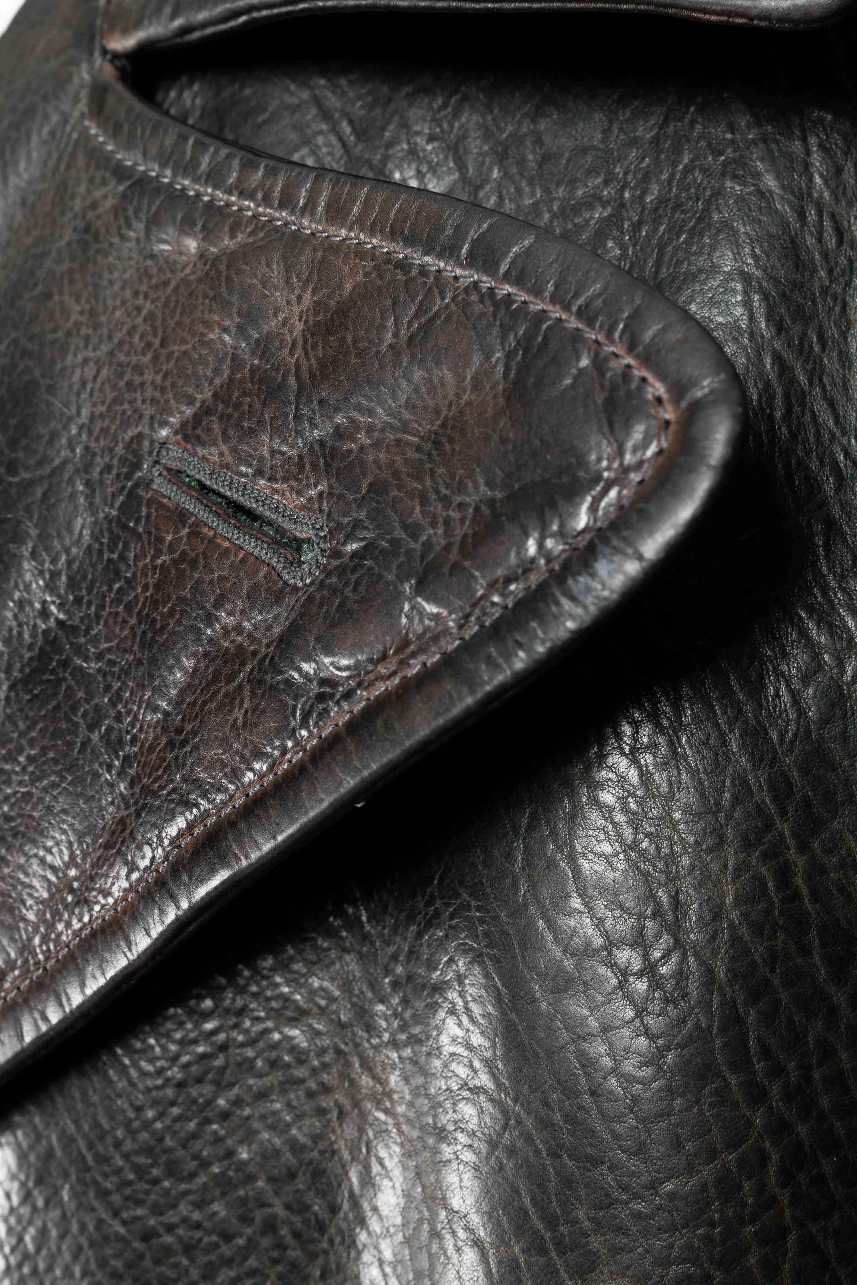 Lined Unlined Chain Seam Back Raglan Leather Caban - Image 6