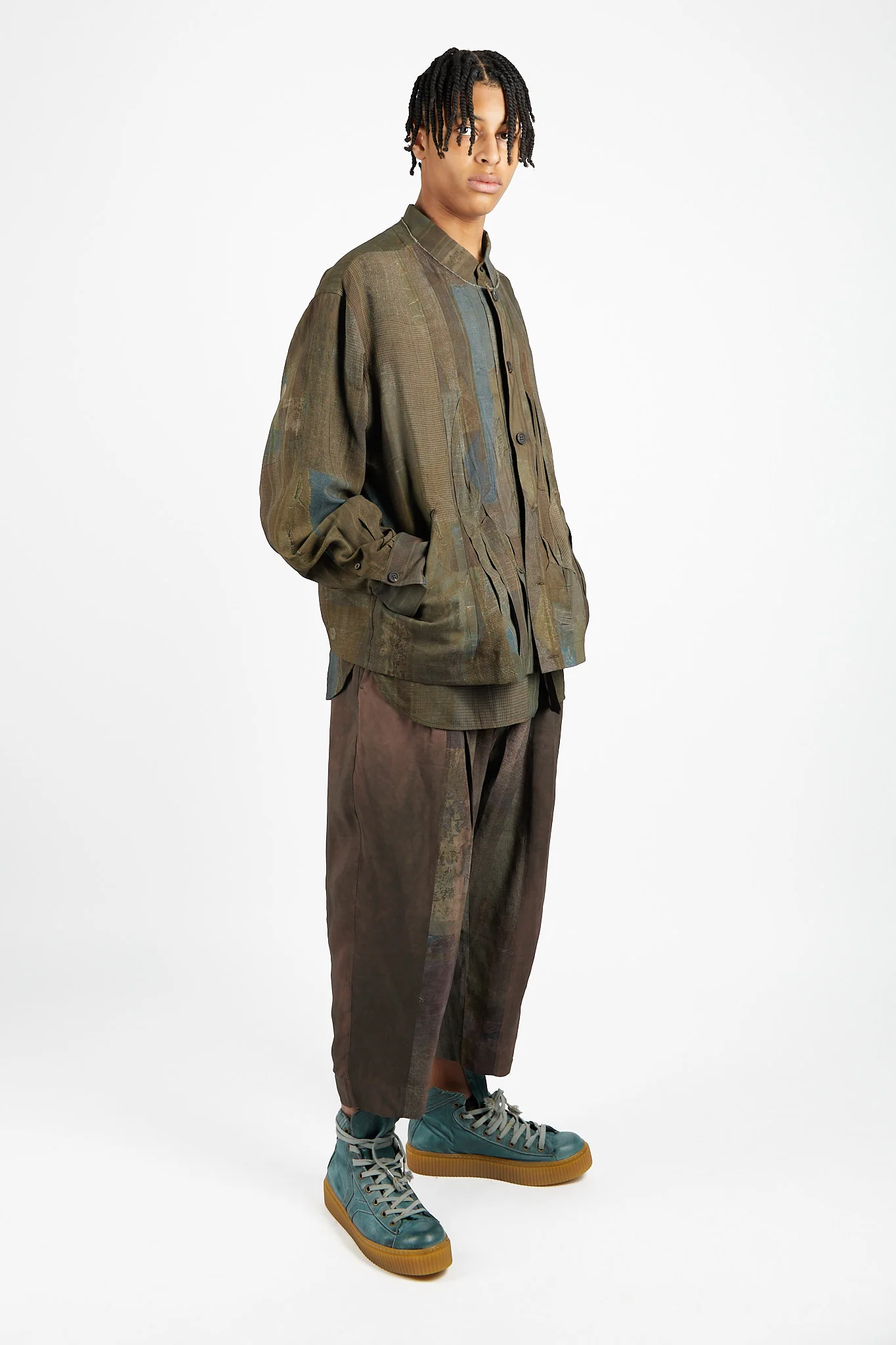 Multiple Pleated Collarless Top - Image 2