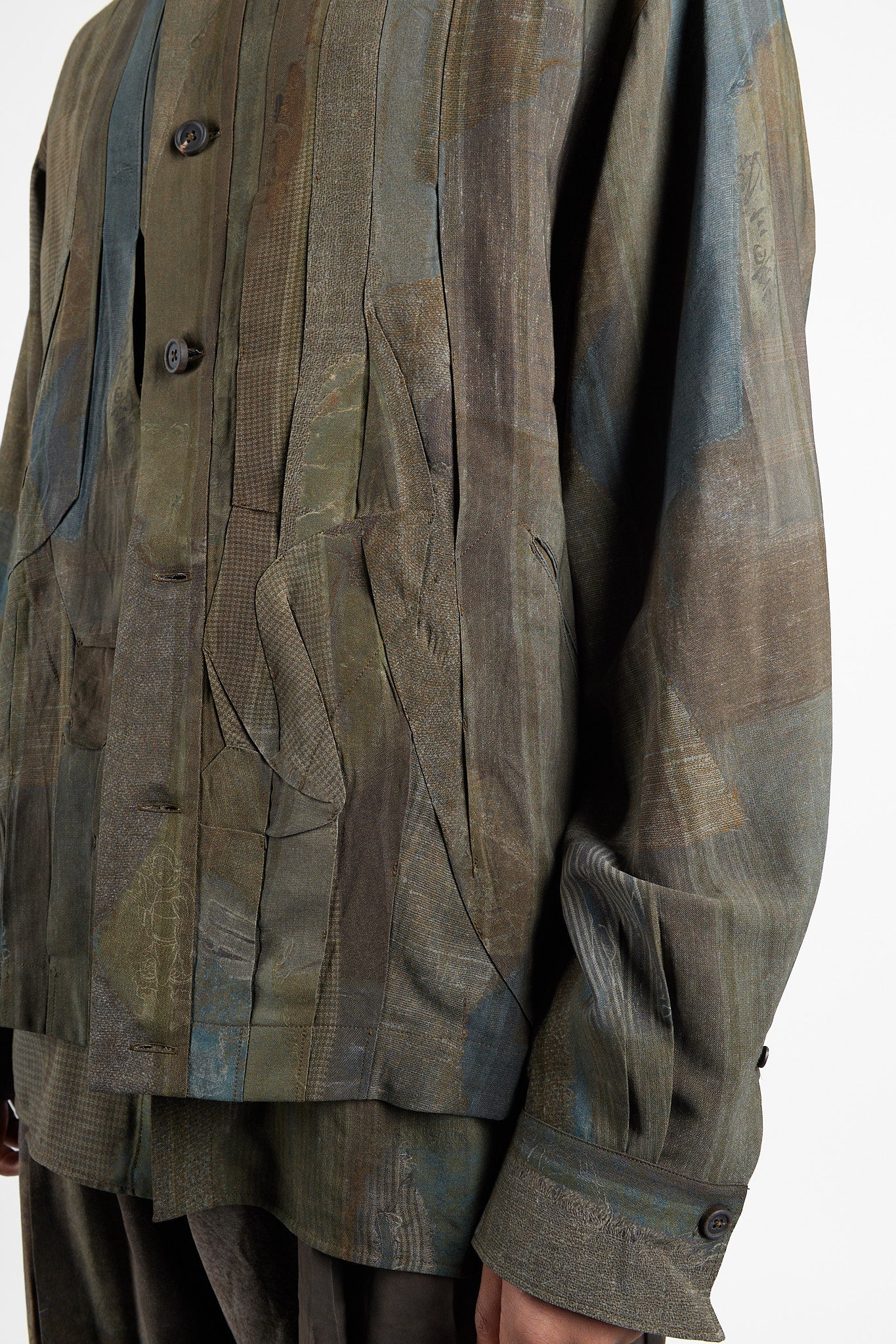 Multiple Pleated Collarless Top - Image 4