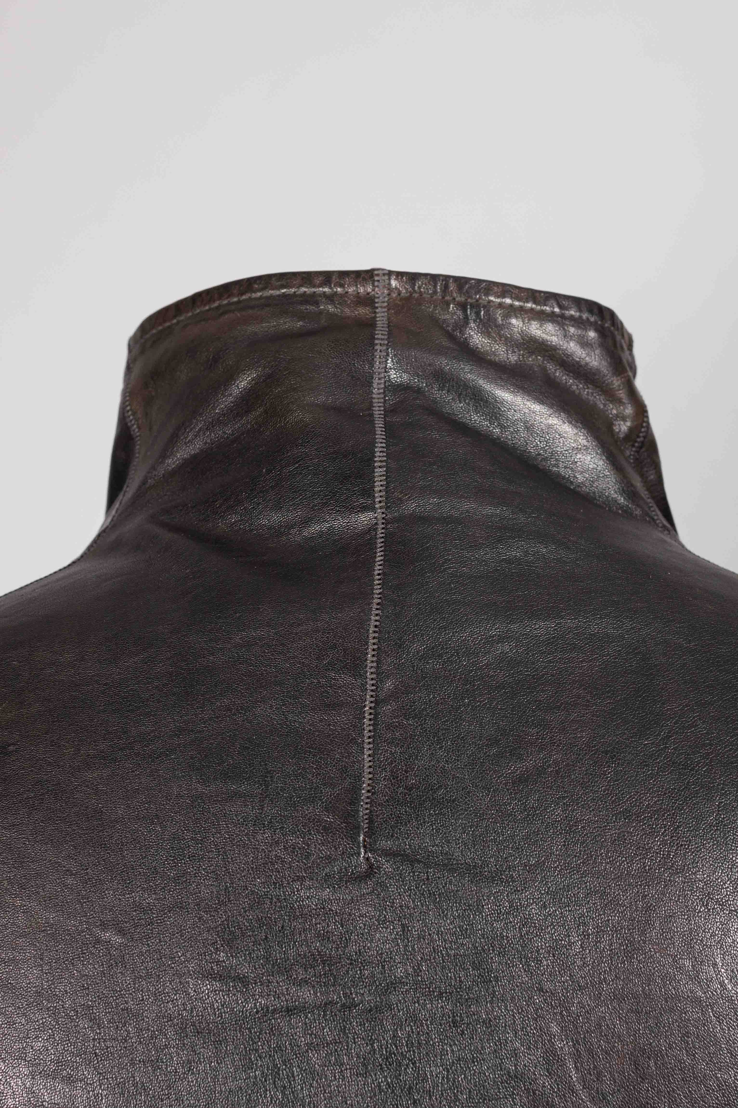 Object-Dyed Arthostic Elbow and Hands Leather Jacket - Image 6