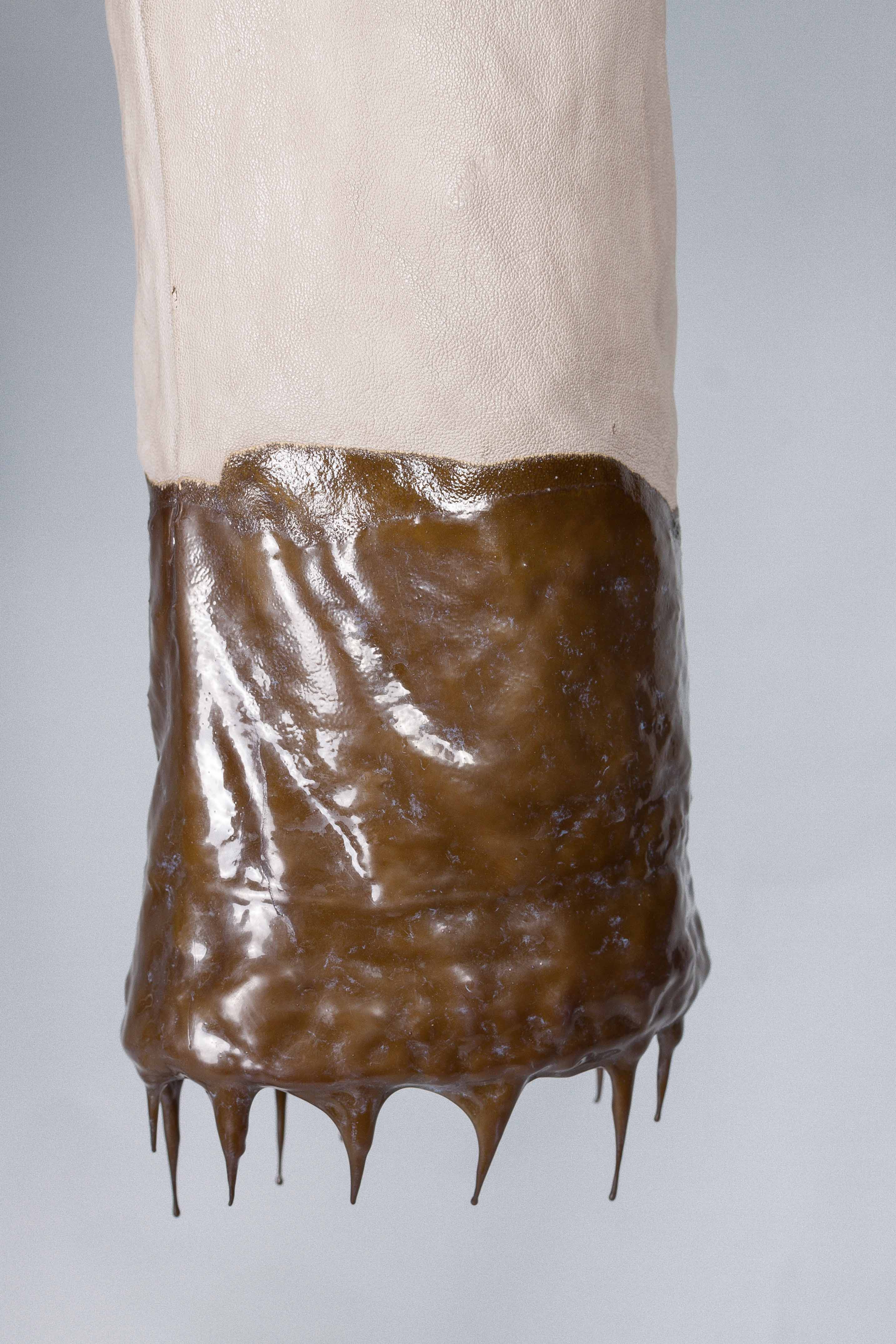 Object Dyed Drip Rubbered Leather Jacket - Image 4