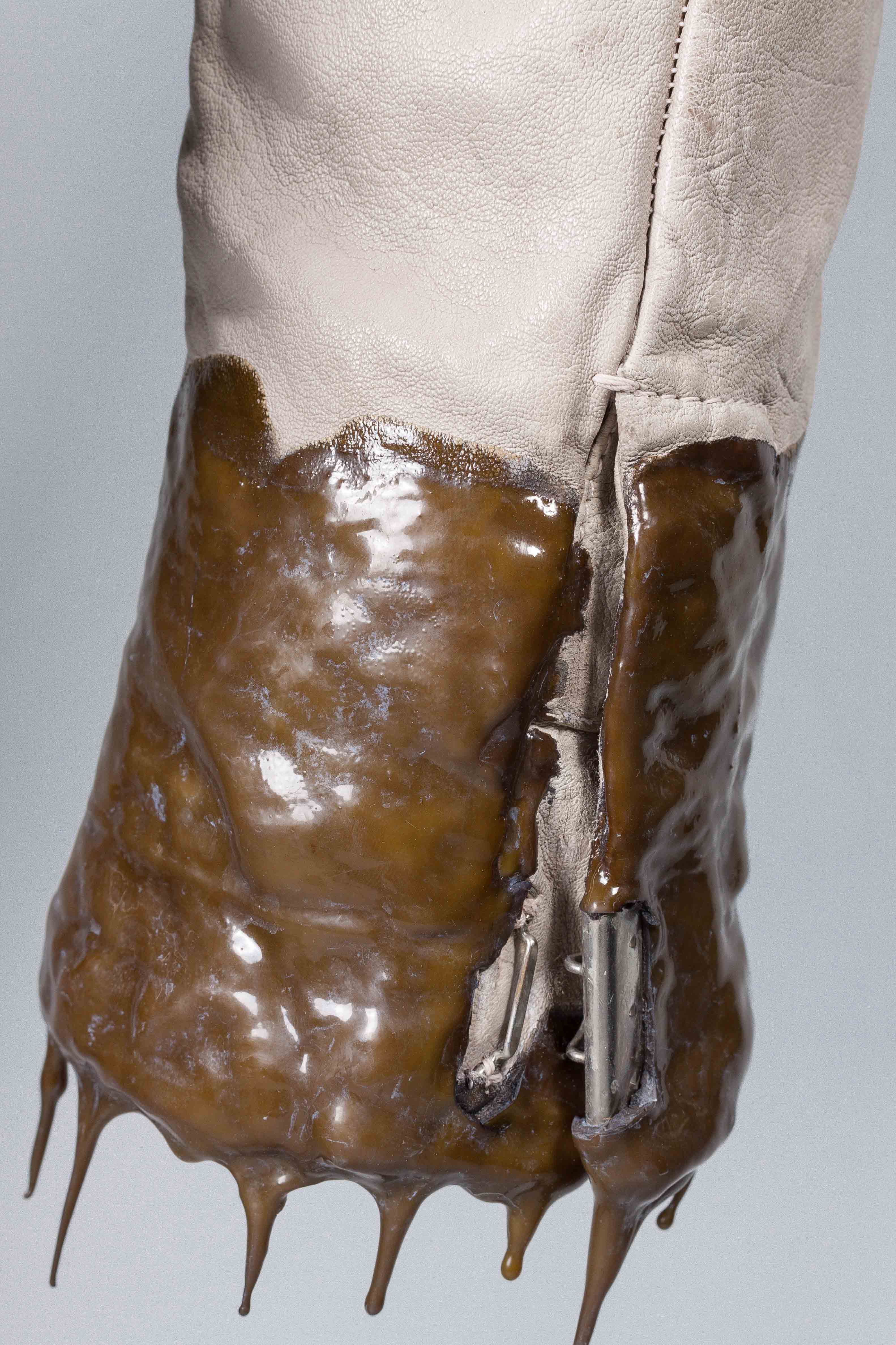 Object Dyed Drip Rubbered Leather Jacket - Image 5