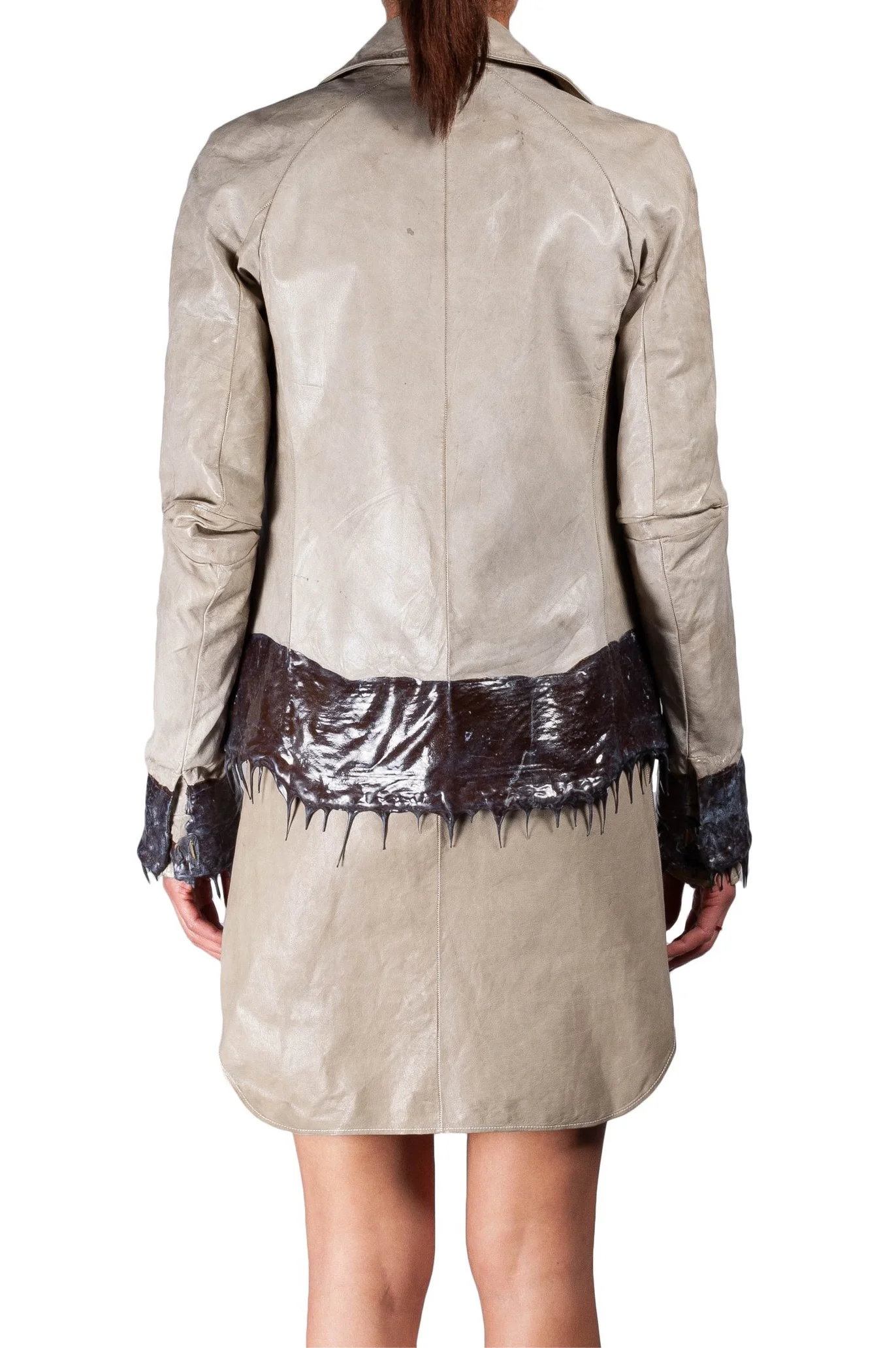 Object Dyed Drip-Rubbered Leather Jacket - Image 4