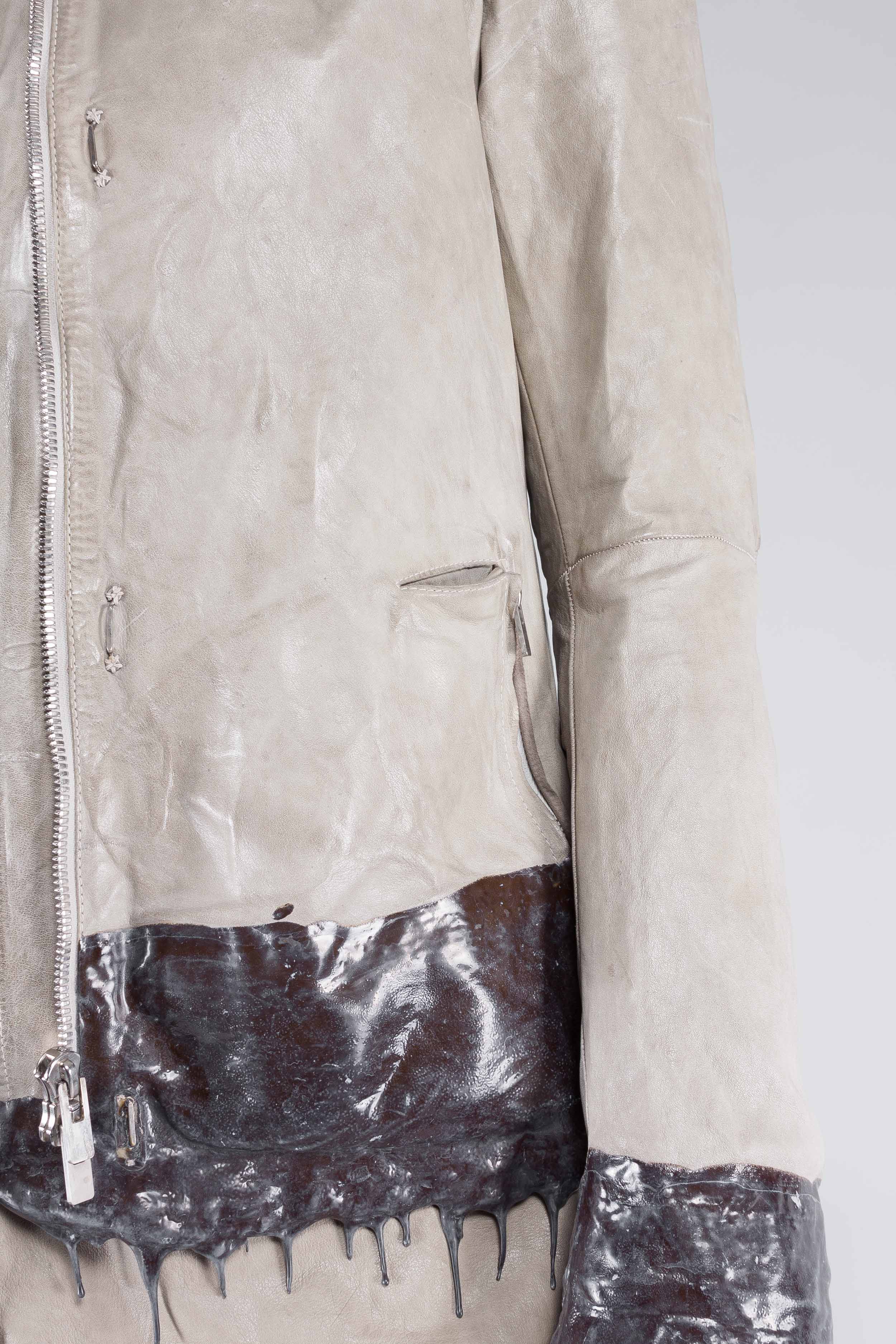Object Dyed Drip-Rubbered Leather Jacket - Image 6
