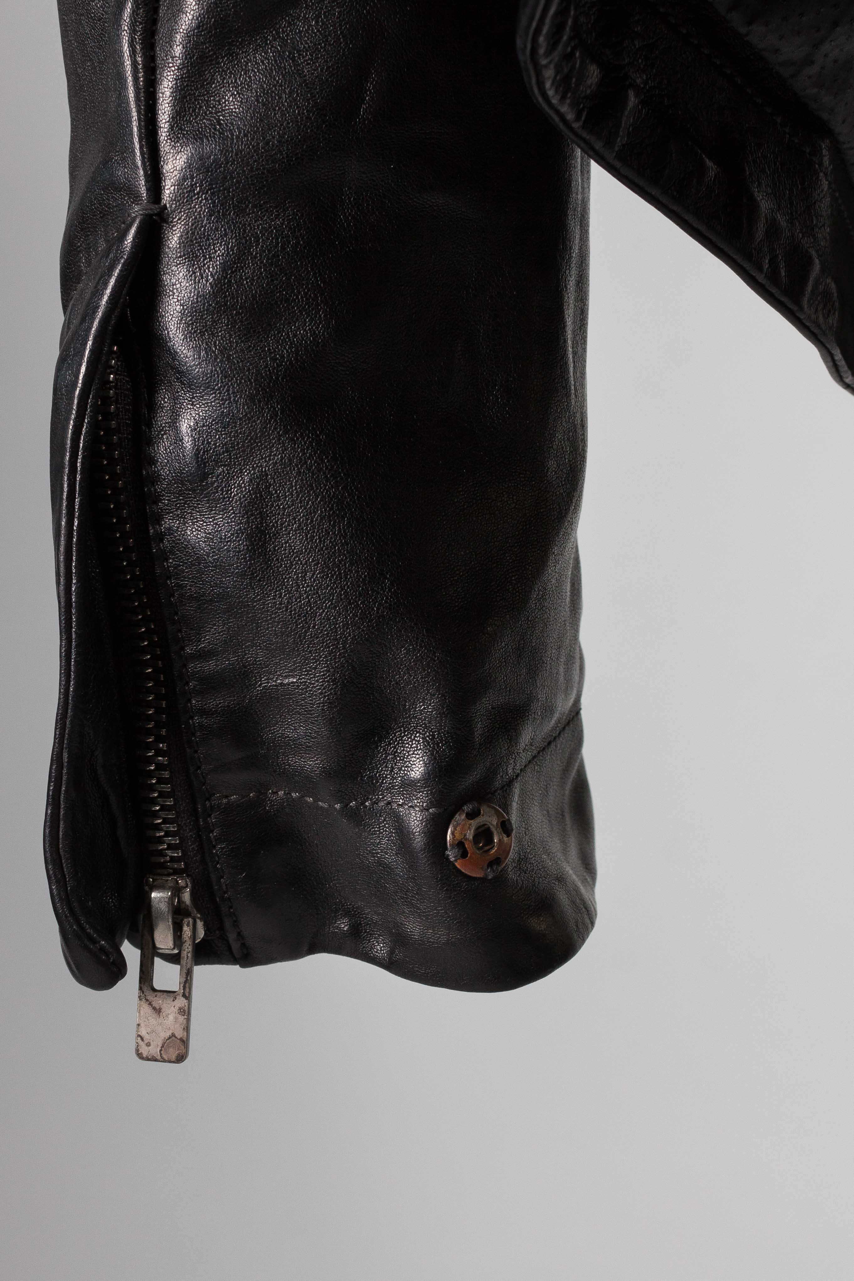 Object Dyed High Neck Leather Jacket - Image 5