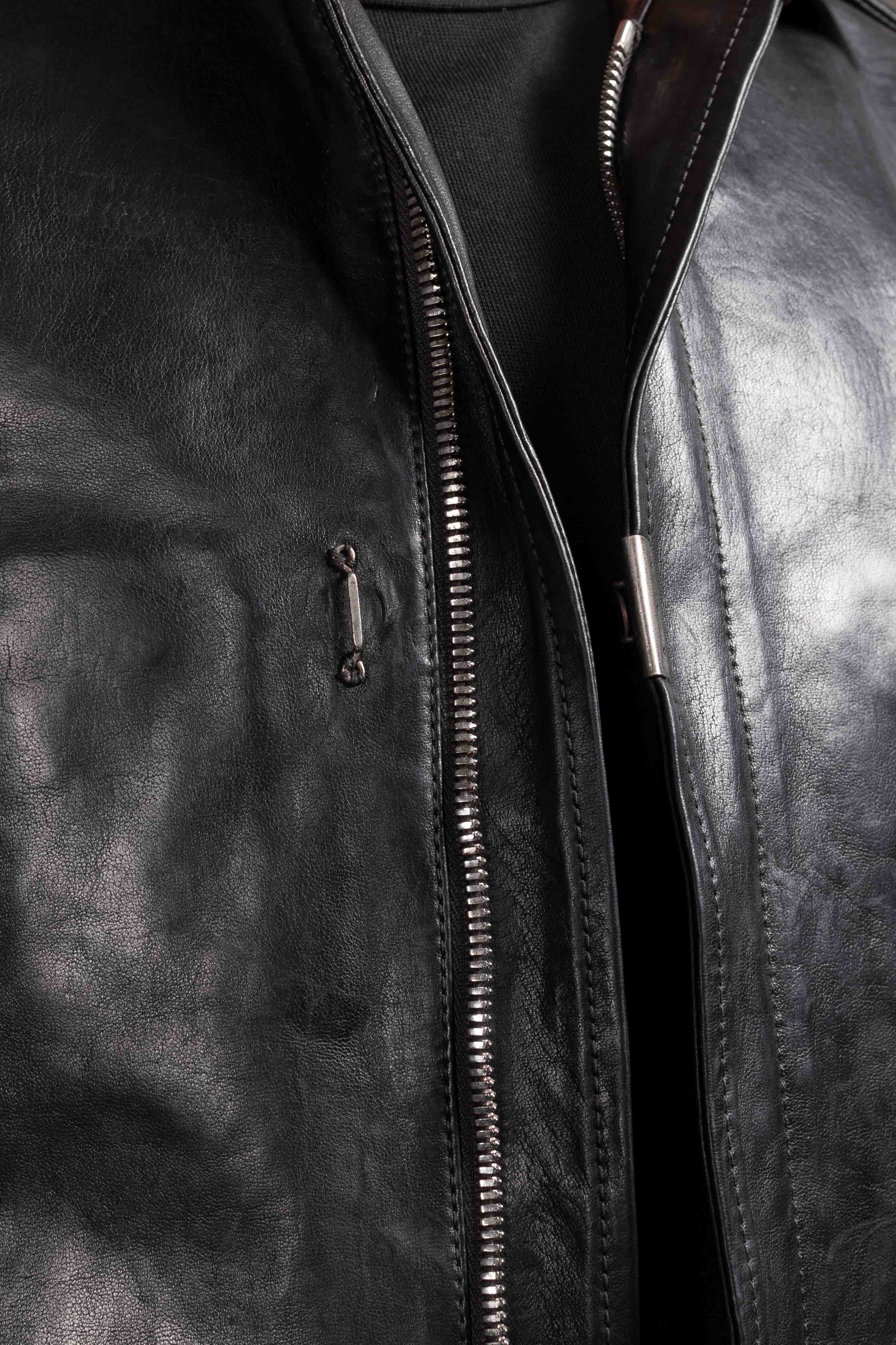 Object Dyed Lined Drip Rubber Leather Jacket - Image 6