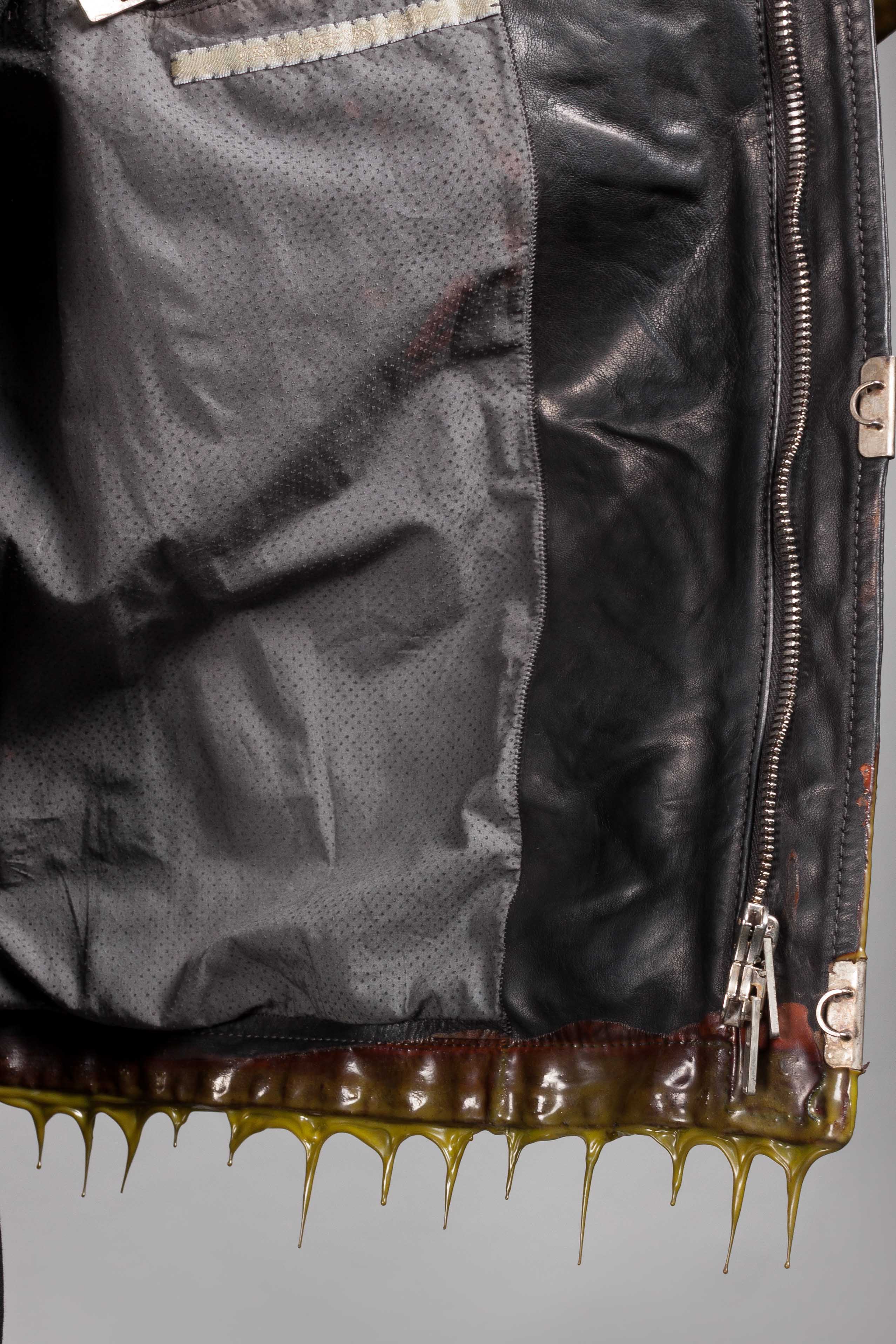 Object Dyed Lined Drip Rubber Leather Jacket - Image 7