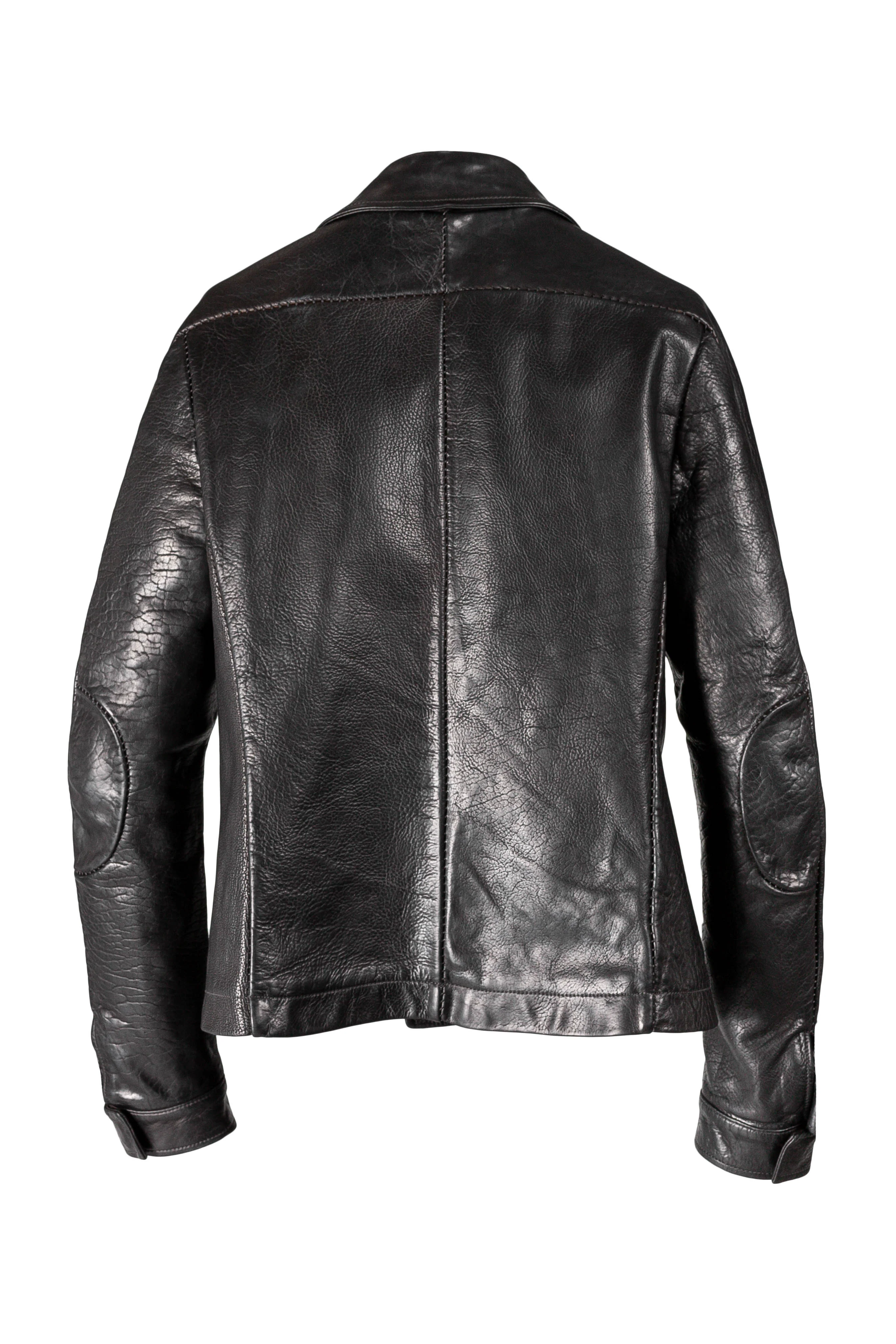 Object Dyed Lined Overlock Leather Jacket - Image 3