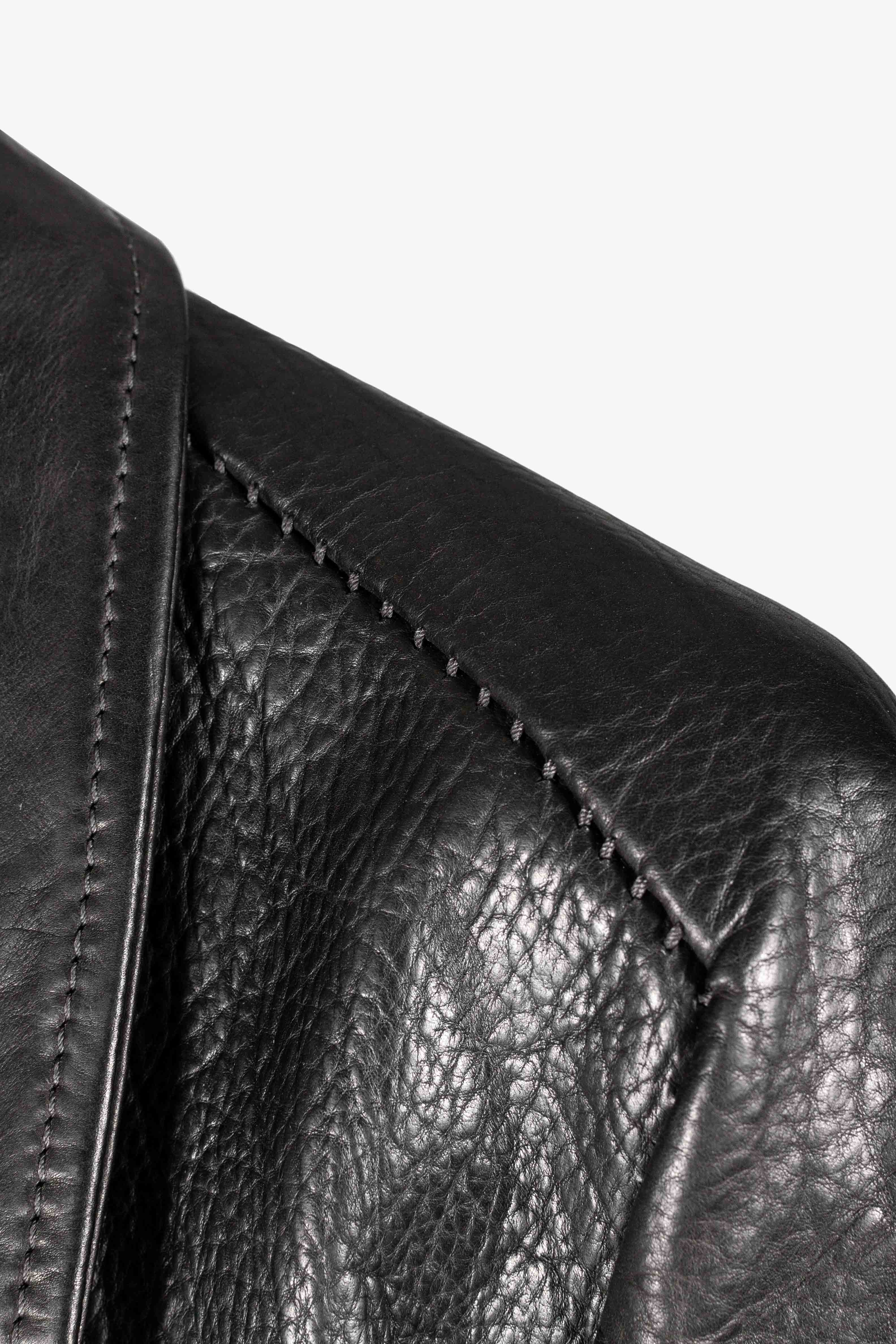 Object Dyed Lined Overlock Leather Jacket - Image 4