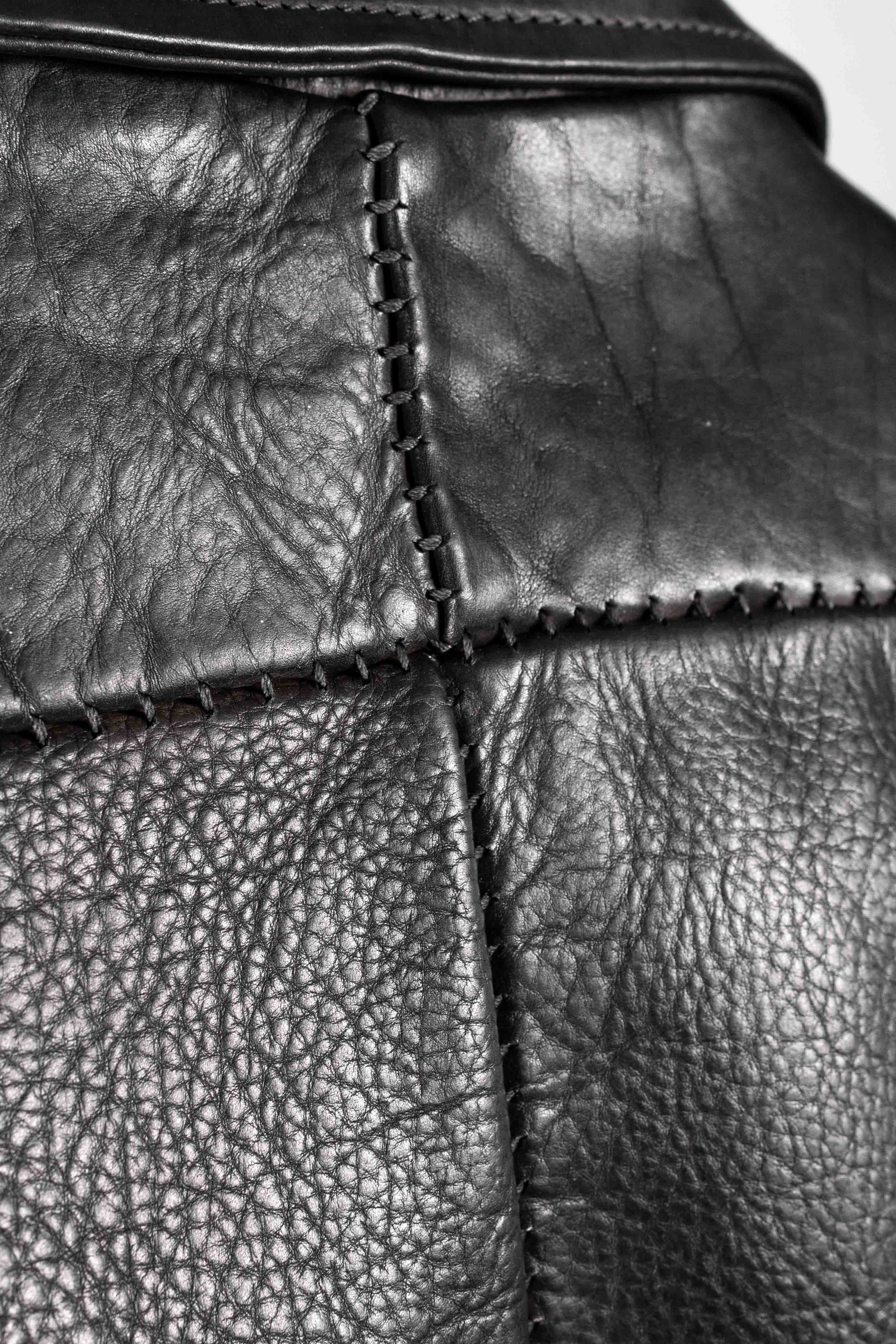 Object Dyed Lined Overlock Leather Jacket - Image 5