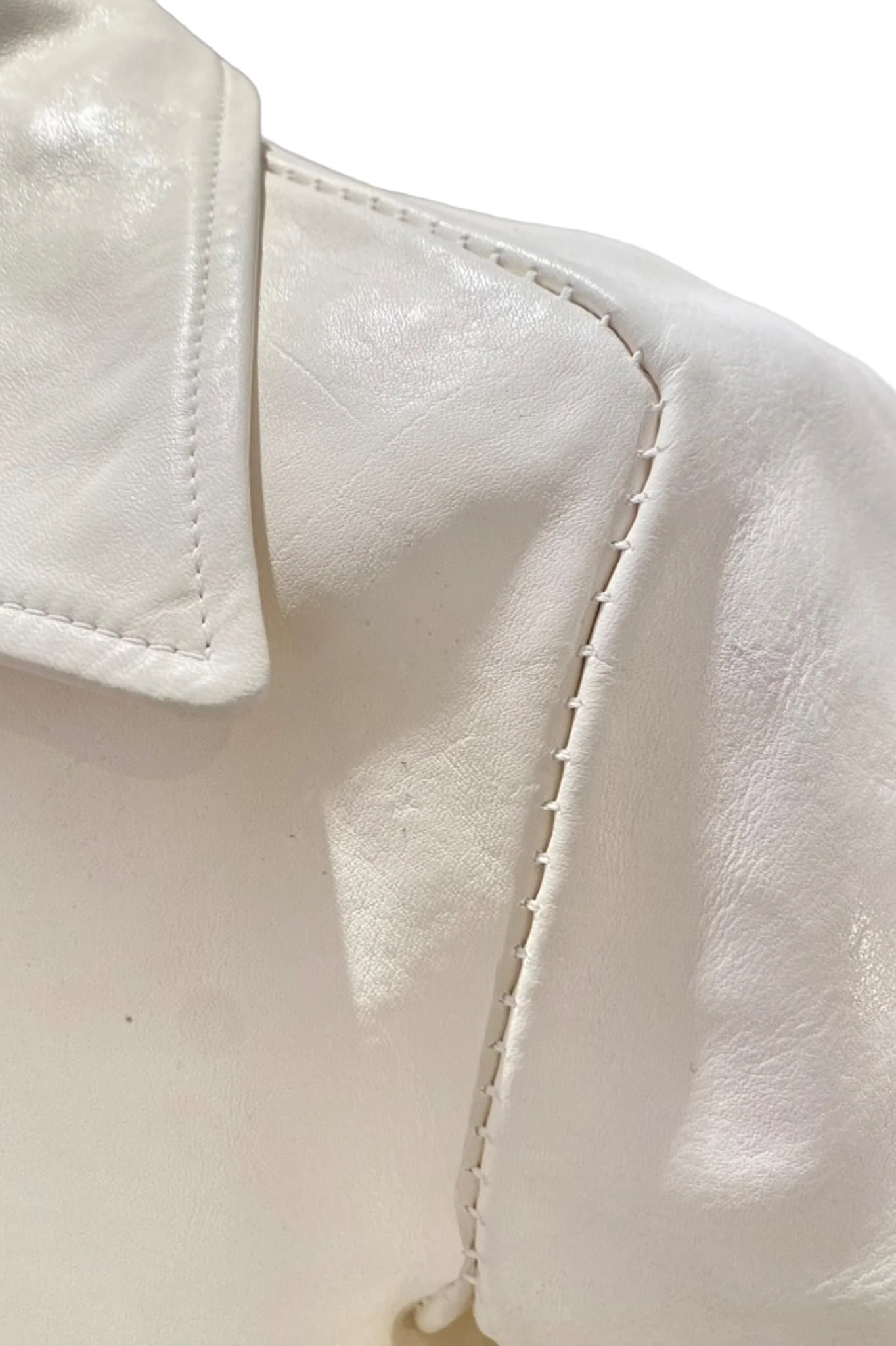 Object Dyed Lined Overlock Leather Jacket - Image 2