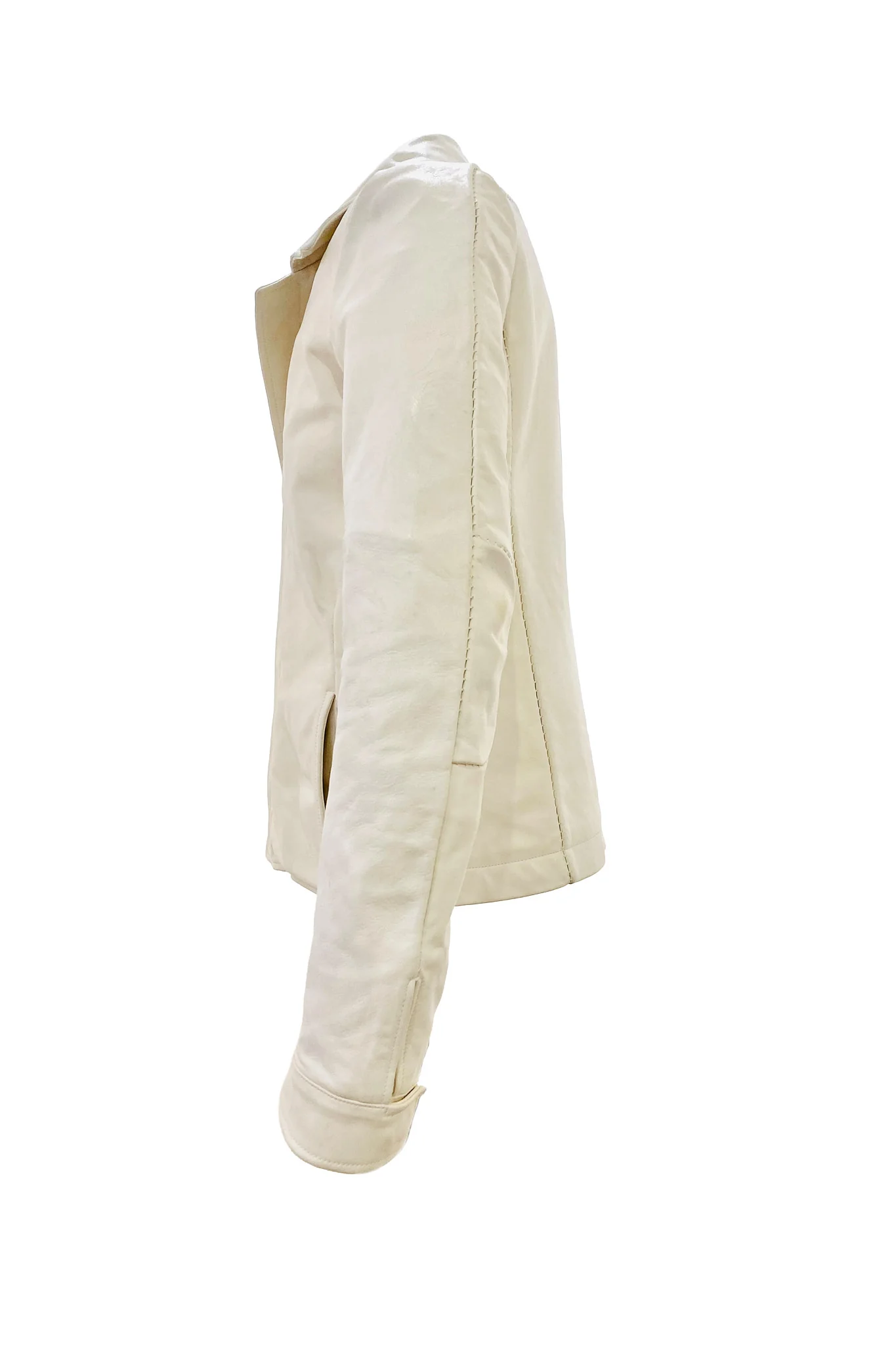 Object Dyed Lined Overlock Leather Jacket - Image 3