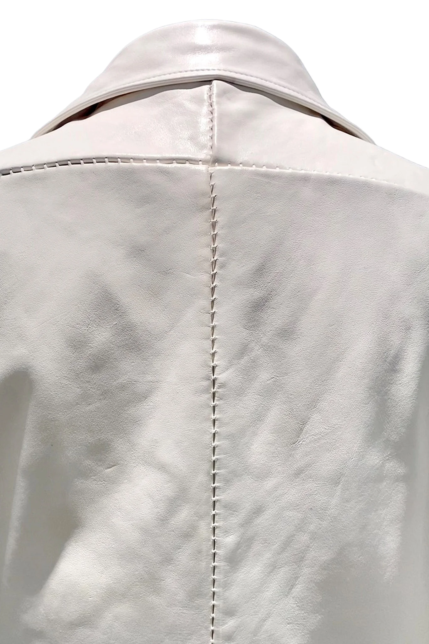 Object Dyed Lined Overlock Leather Jacket - Image 4