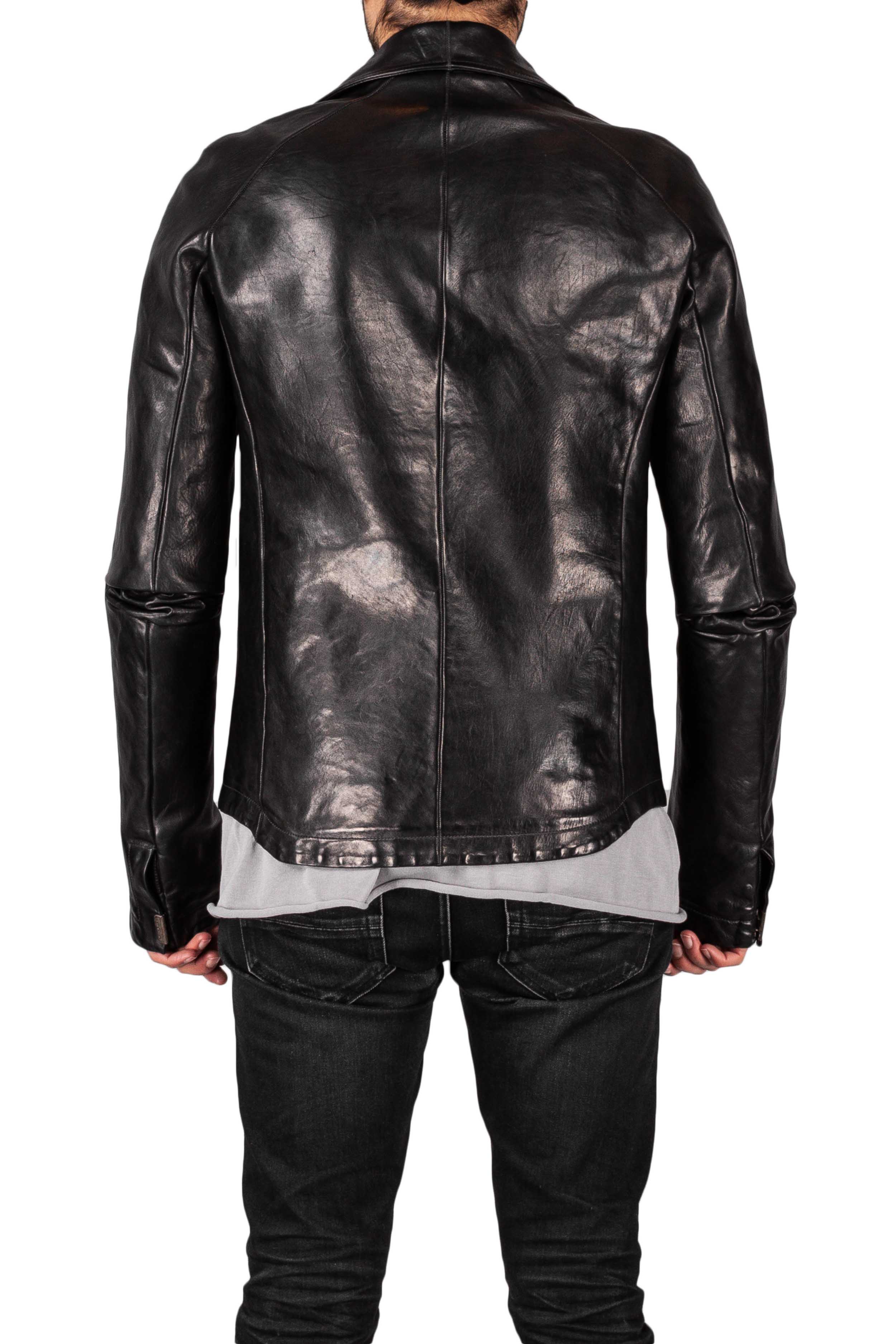 Object Dyed Lined Scarstiched Leather Jacket - Image 5