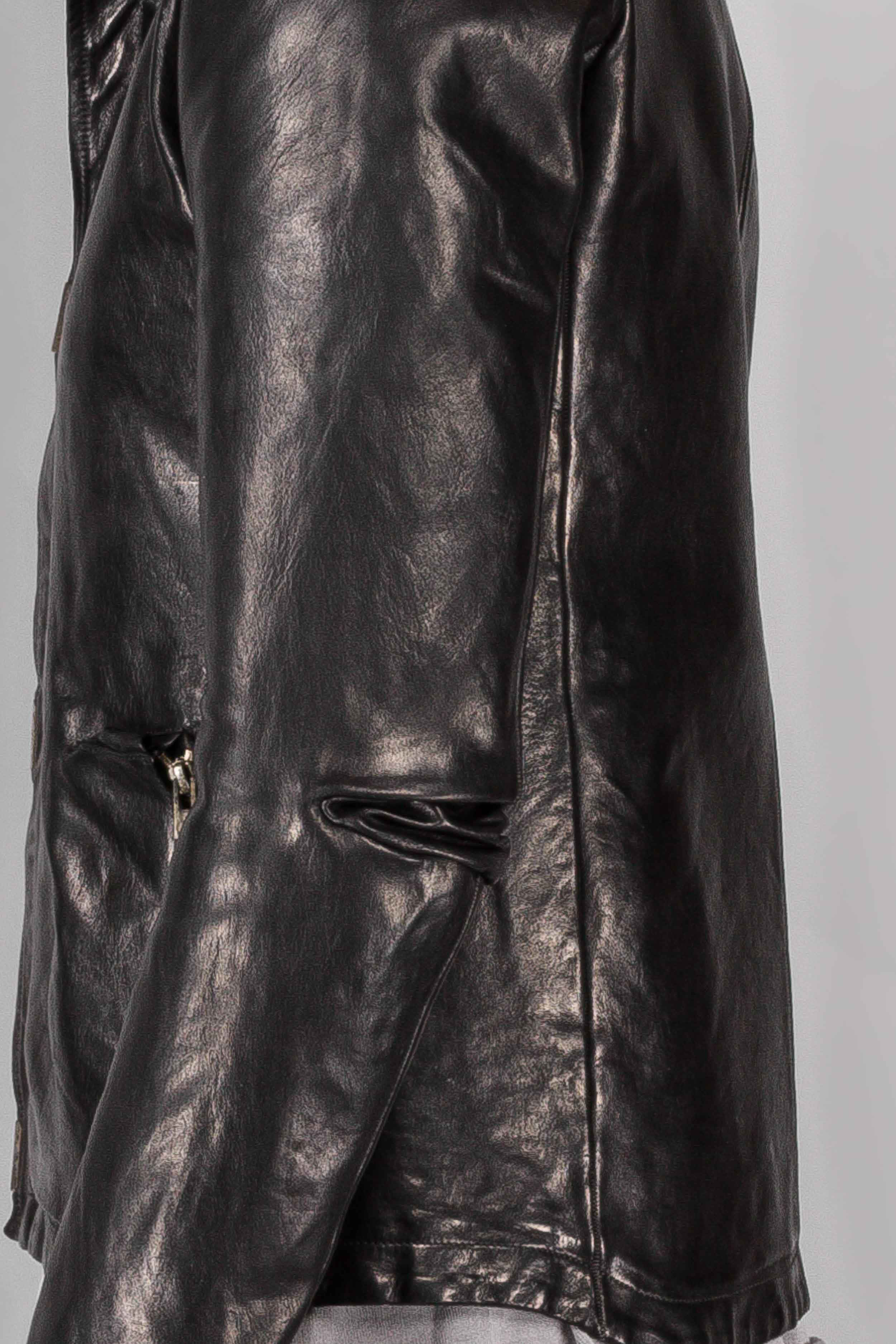 Object Dyed Lined Scarstiched Leather Jacket - Image 6