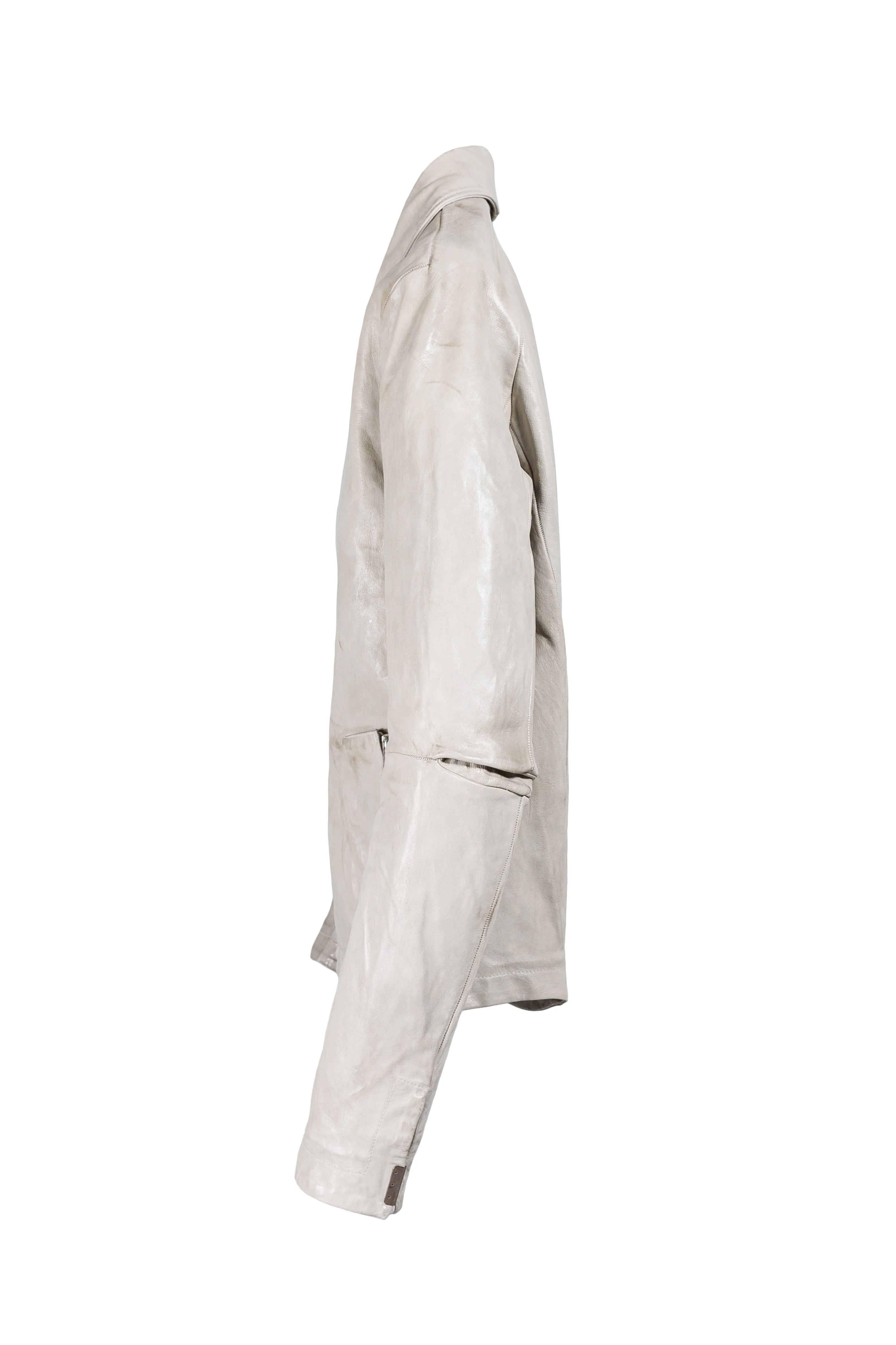Object Dyed Lined Scarstitch Leather Jacket - Image 2