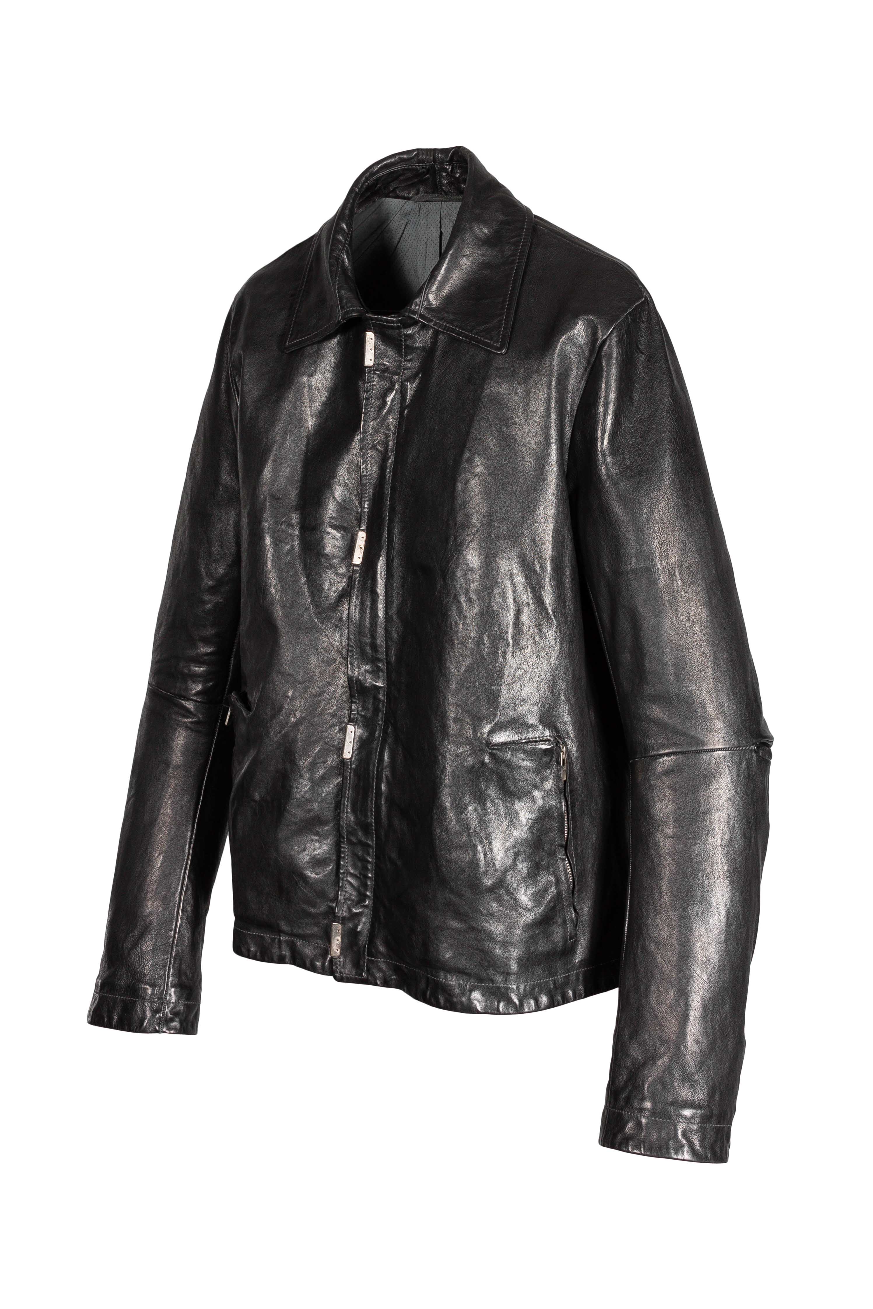 Object Dyed Lined Scarstitched Leather Jacket - Image 2
