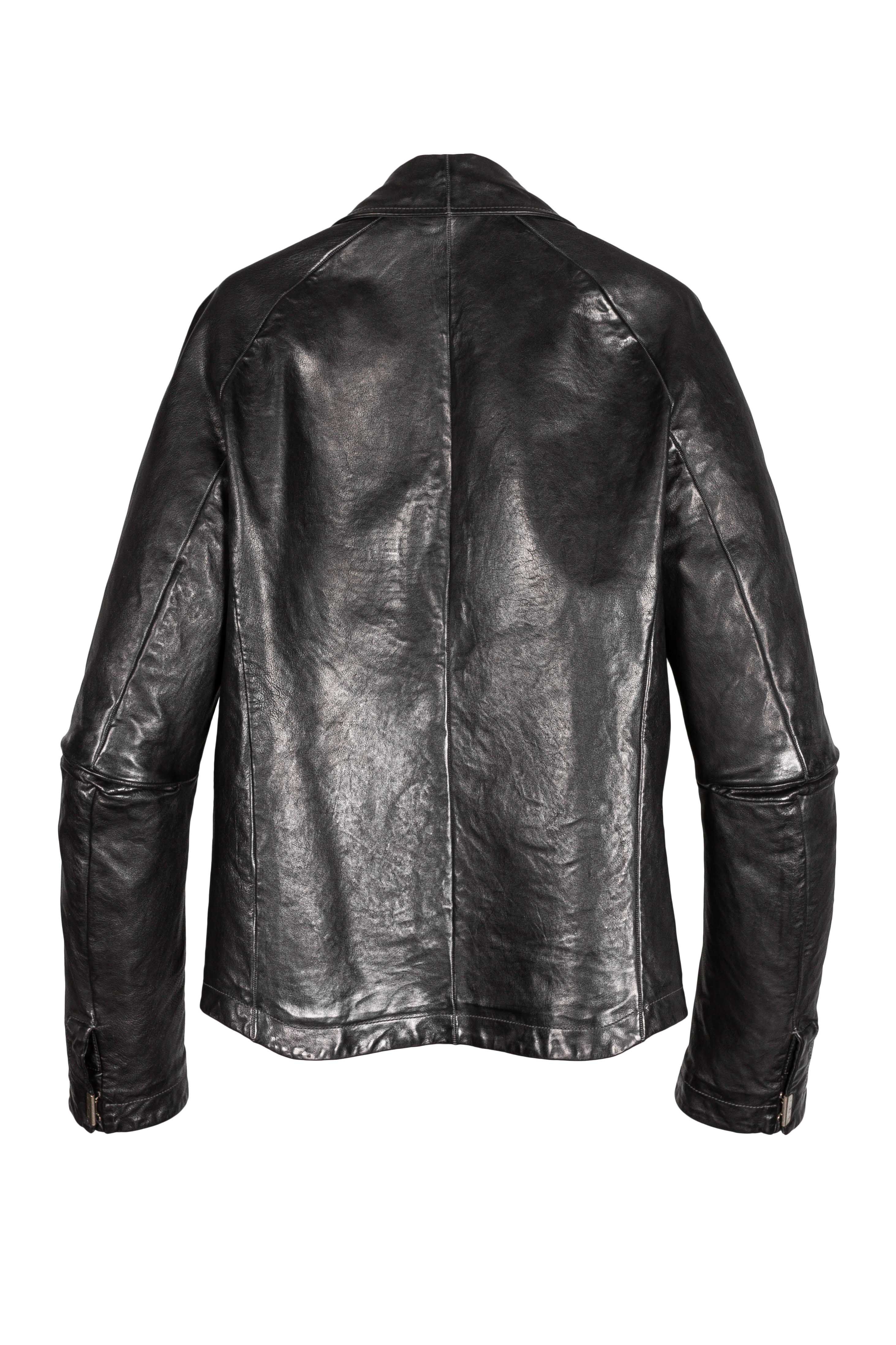 Object Dyed Lined Scarstitched Leather Jacket - Image 3