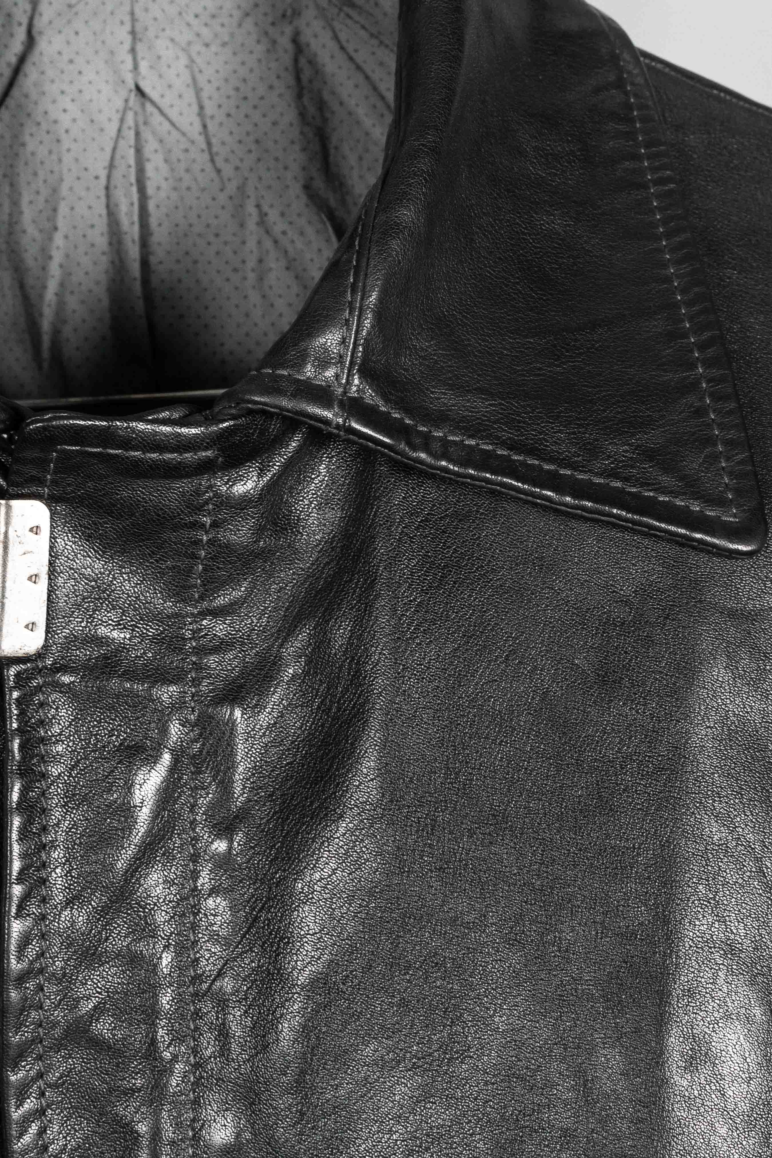 Object Dyed Lined Scarstitched Leather Jacket - Image 4