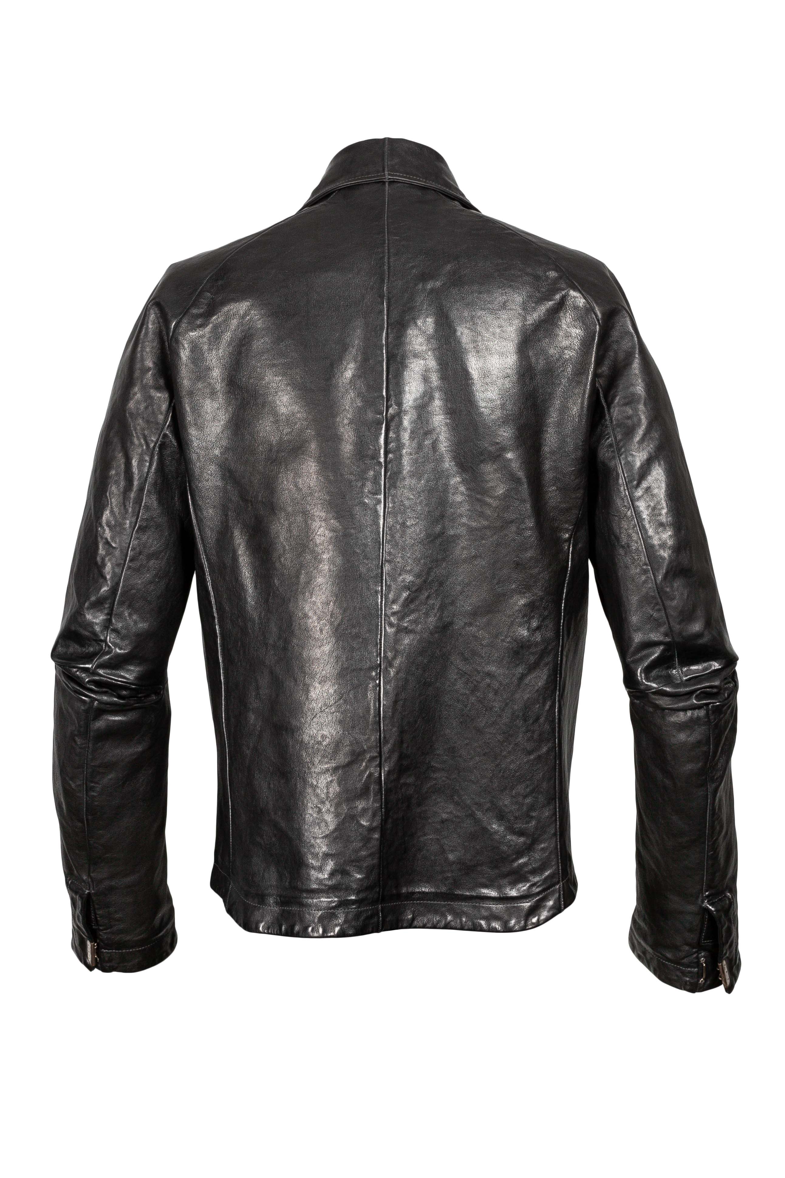 Object Dyed Lined Scarstitched Leather Jacket - Image 3