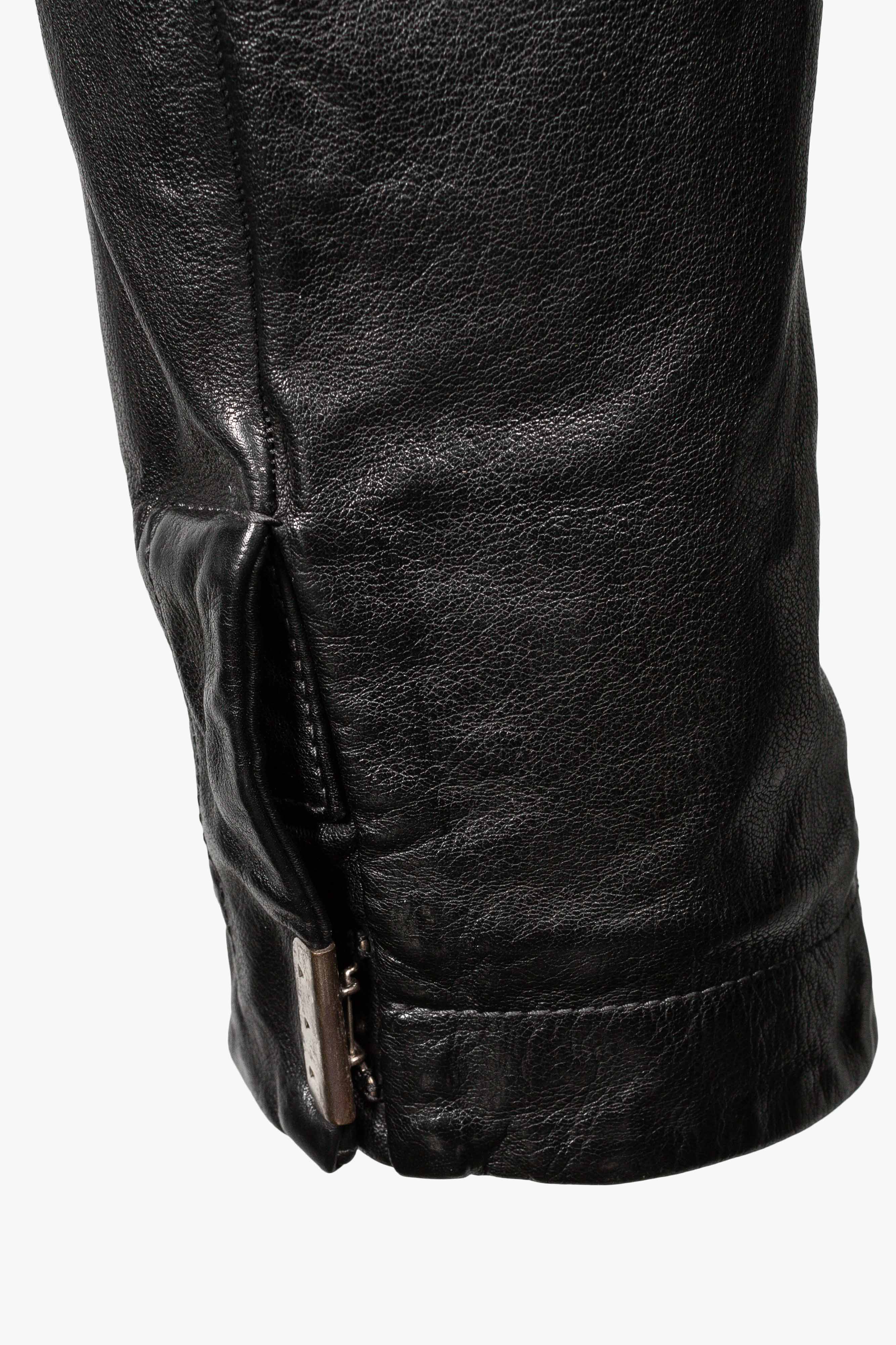 Object Dyed Lined Scarstitched Leather Jacket - Image 4