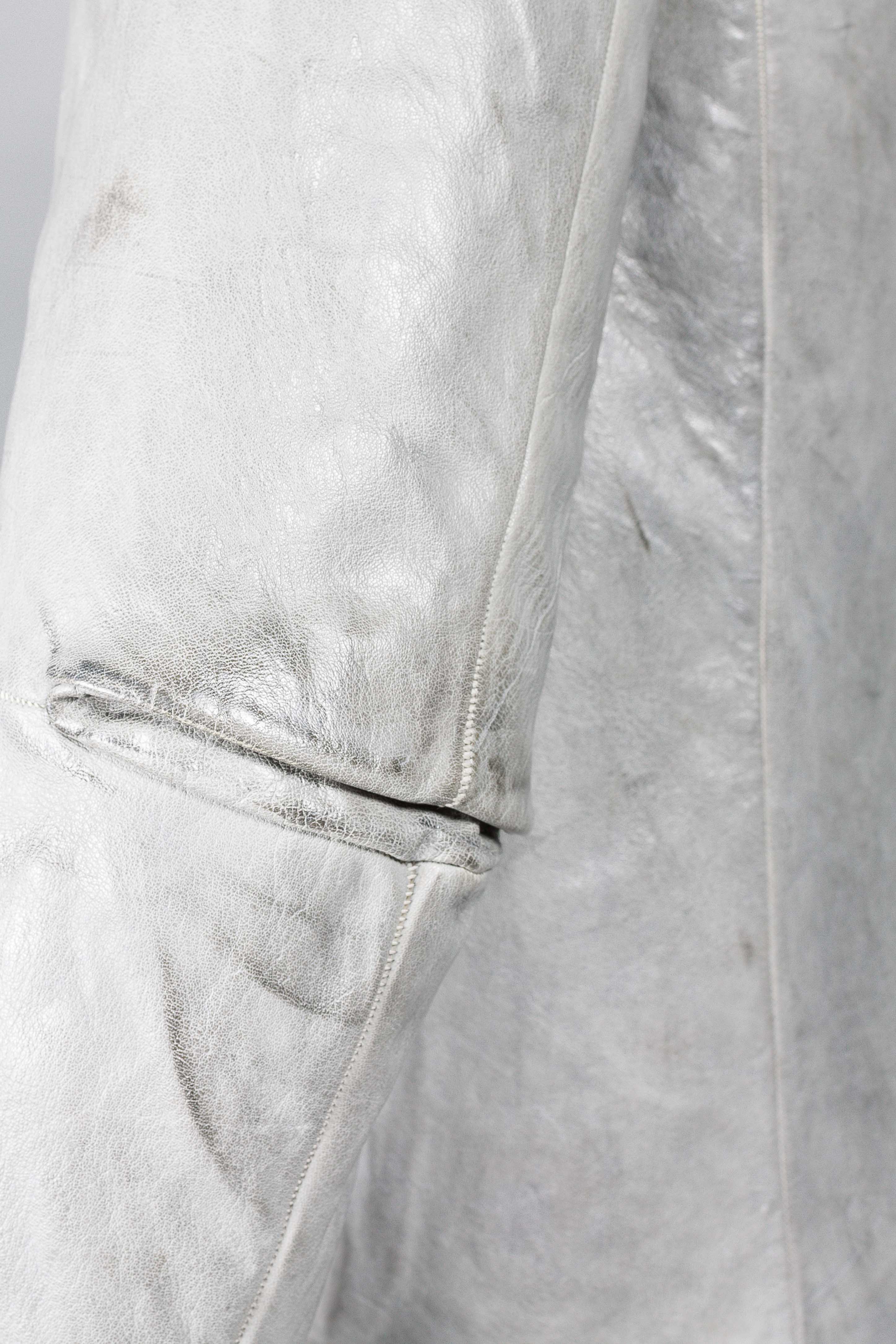 Object Dyed Lined Scarstitched Leather Jacket - Image 4