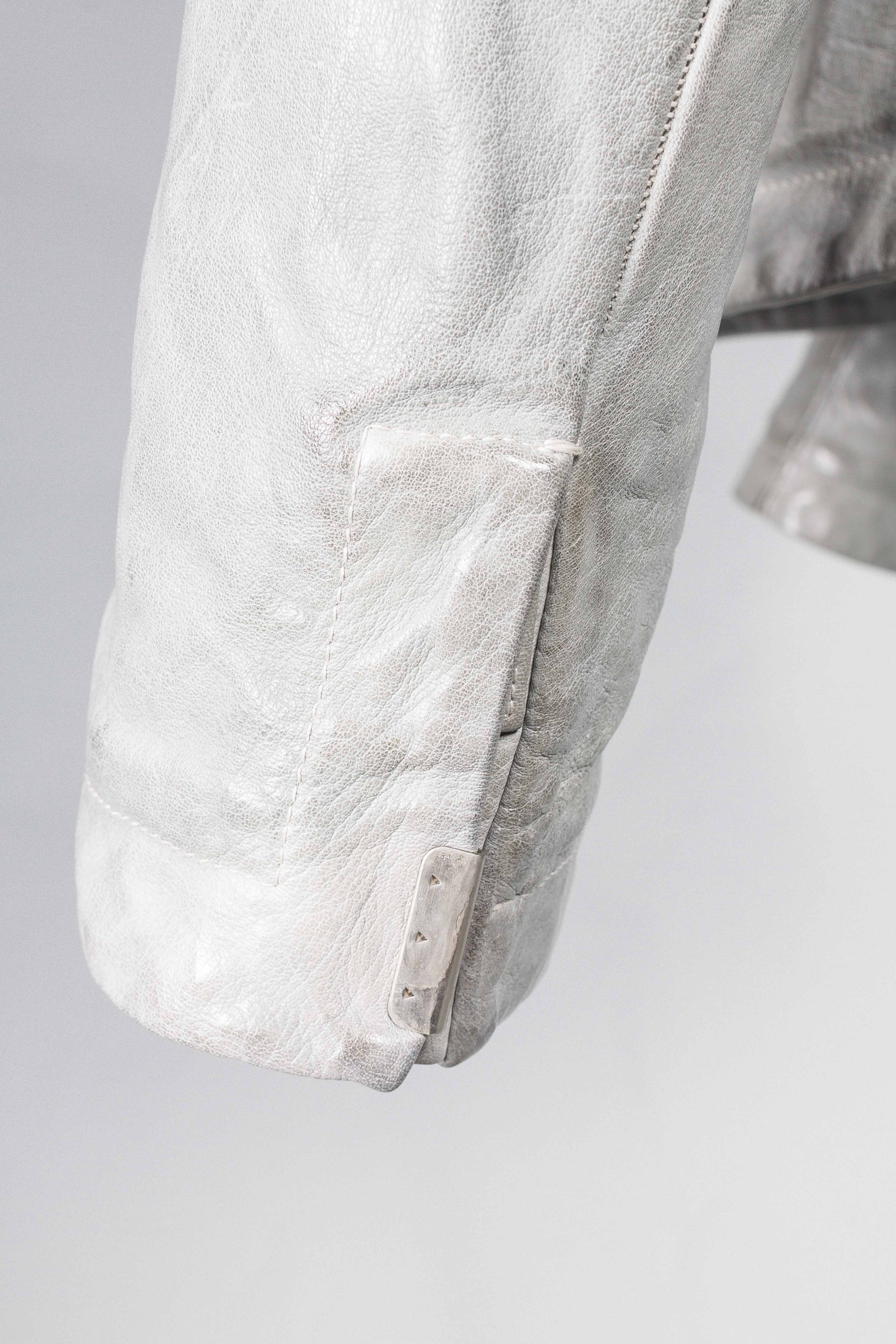 Object Dyed Lined Scarstitched Leather Jacket - Image 5