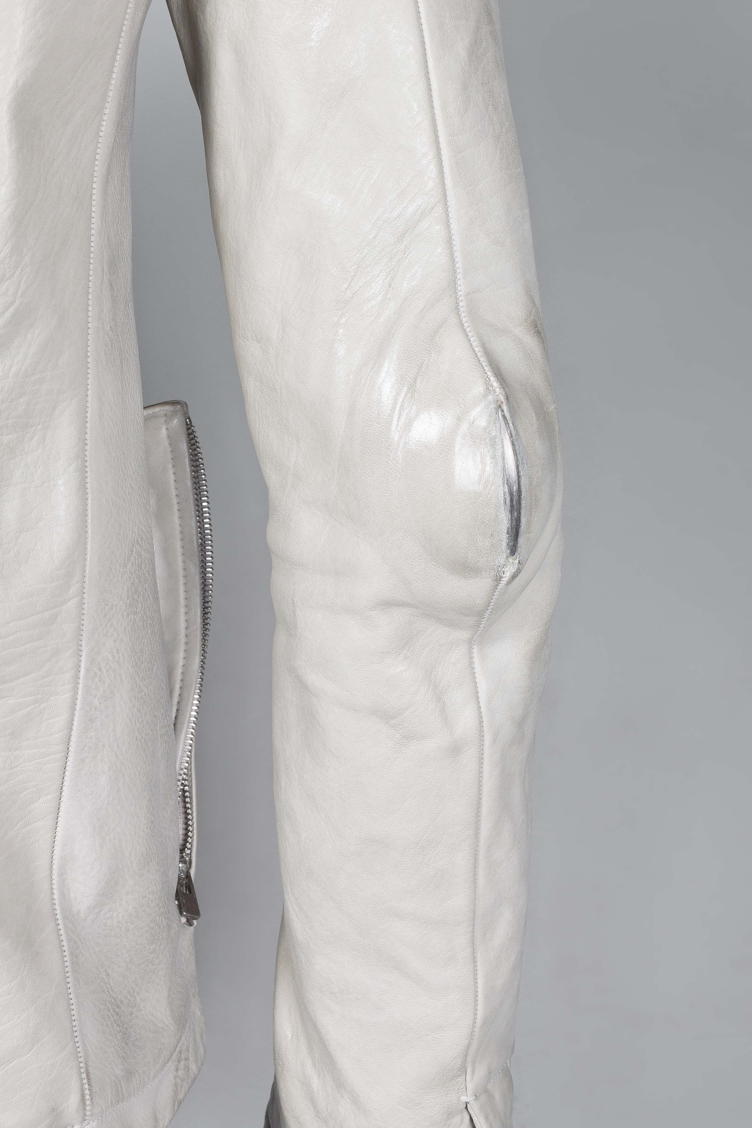 Object Dyed Lined Spine Elbow High Neck Leather Jacket - Image 4
