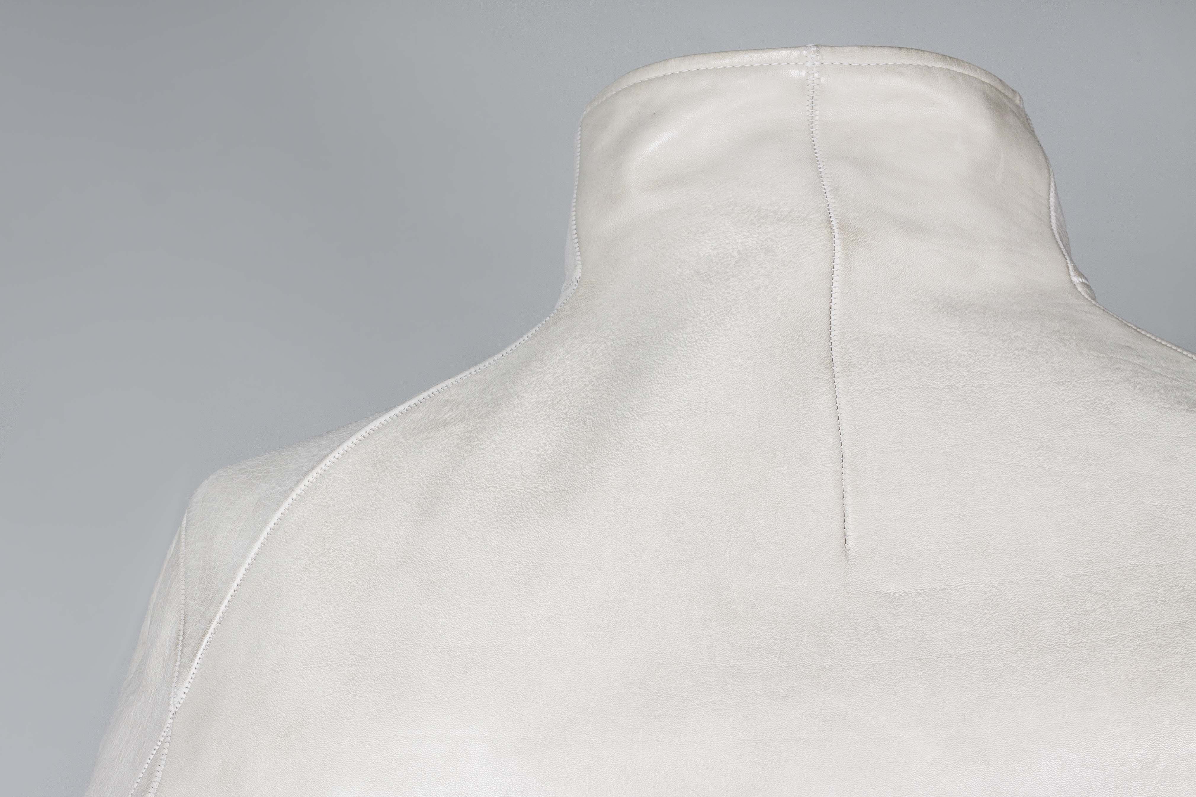 Object Dyed Lined Spine Elbow High Neck Leather Jacket - Image 5