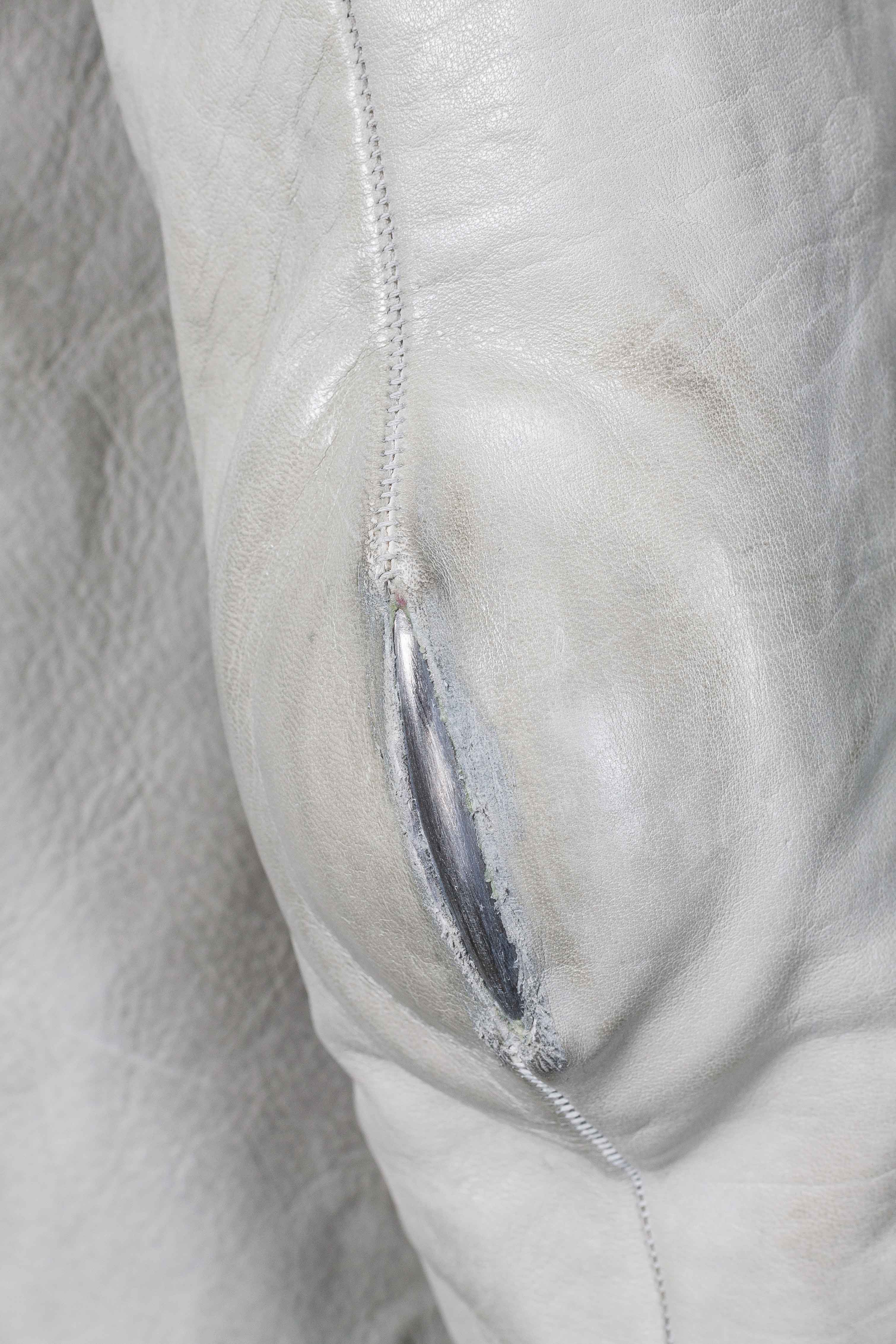 Object Dyed Lined Spine Elbow High Neck Leather Jacket - Image 7