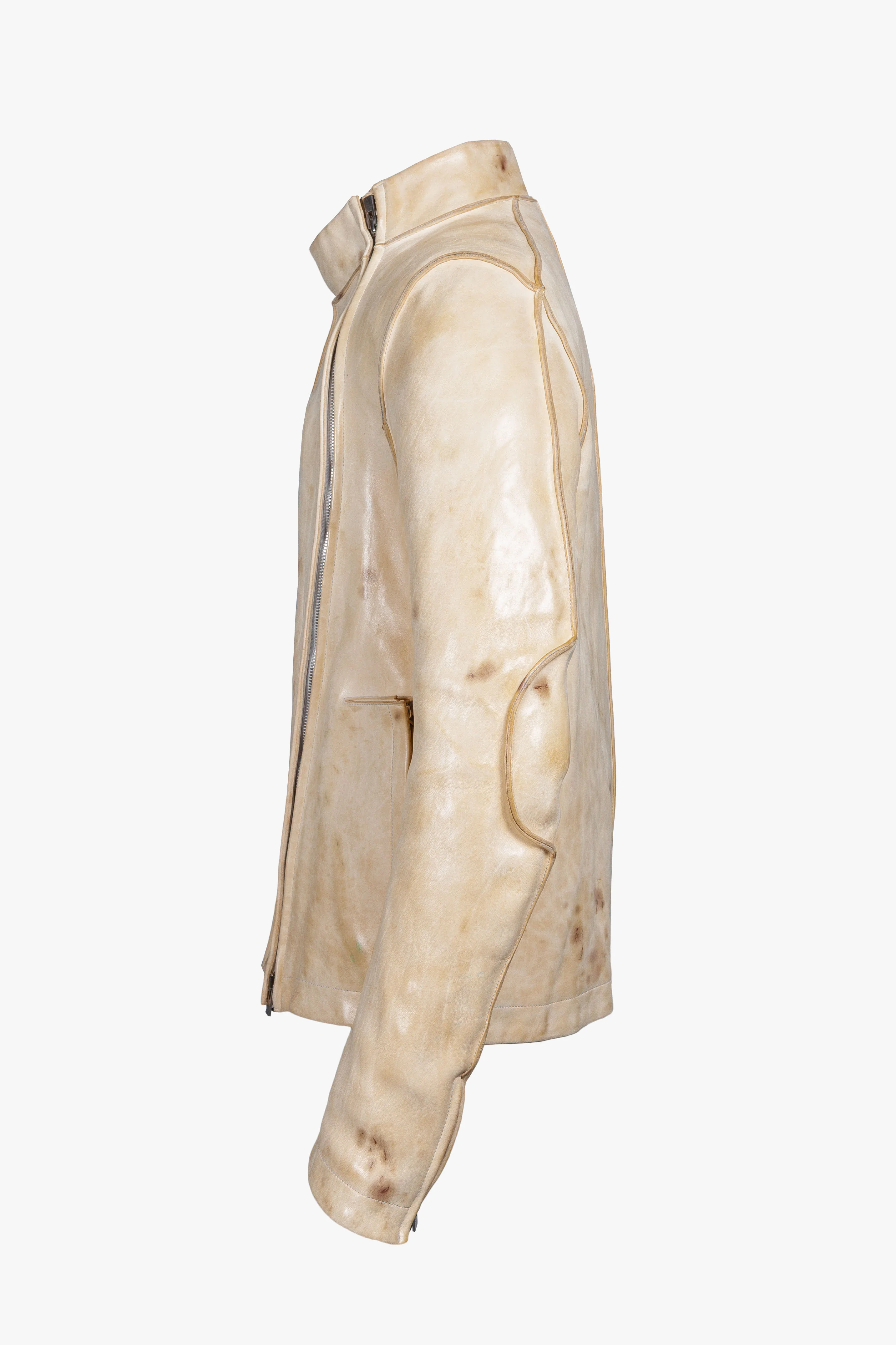 Object Dyed Lined Stained Pinch Seam 2 Zip Fencing Jacket - Image 2