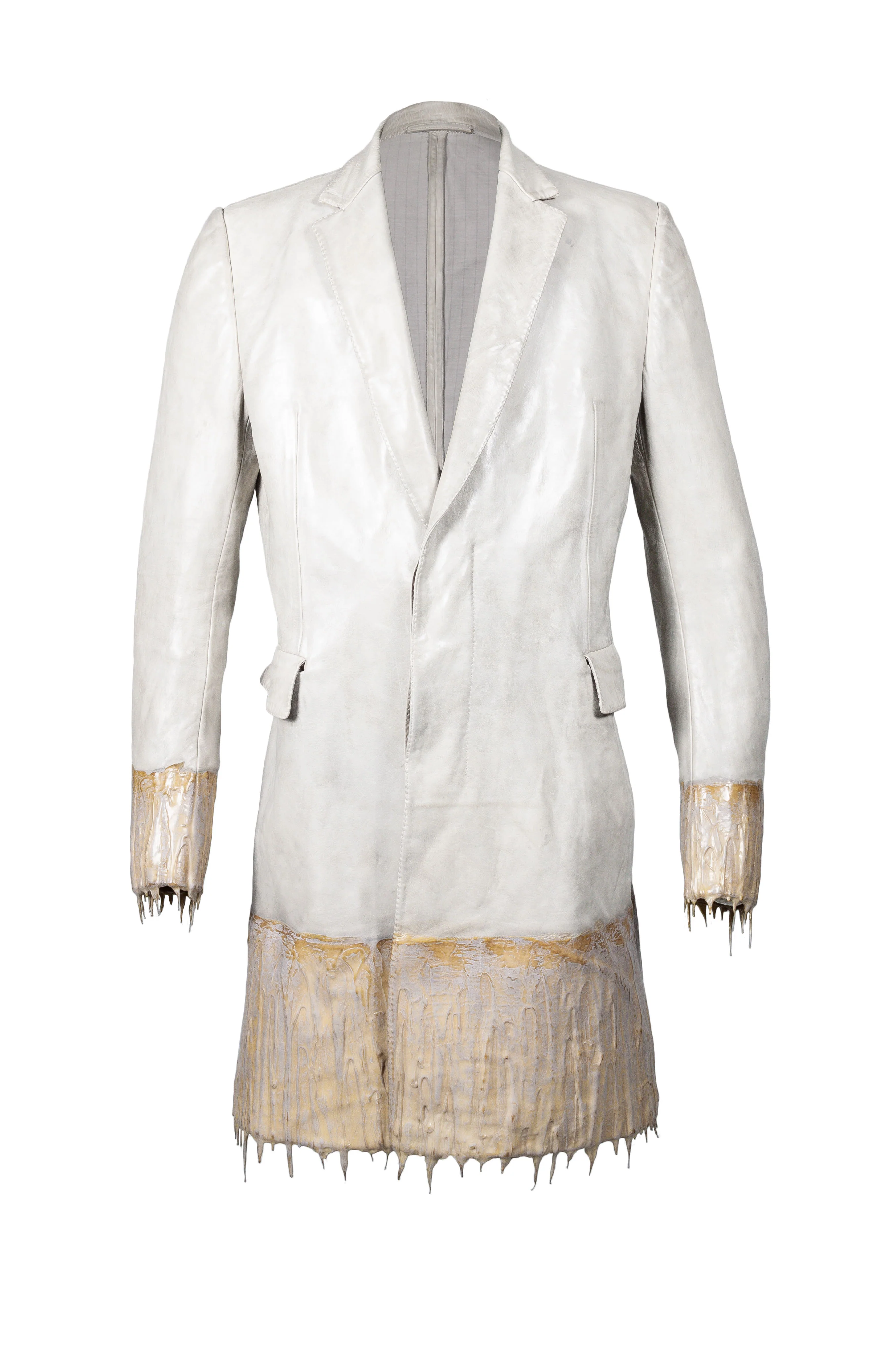 Object Dyed Lined Unlined 2 Button Leather Drip Rubber Long Jacket