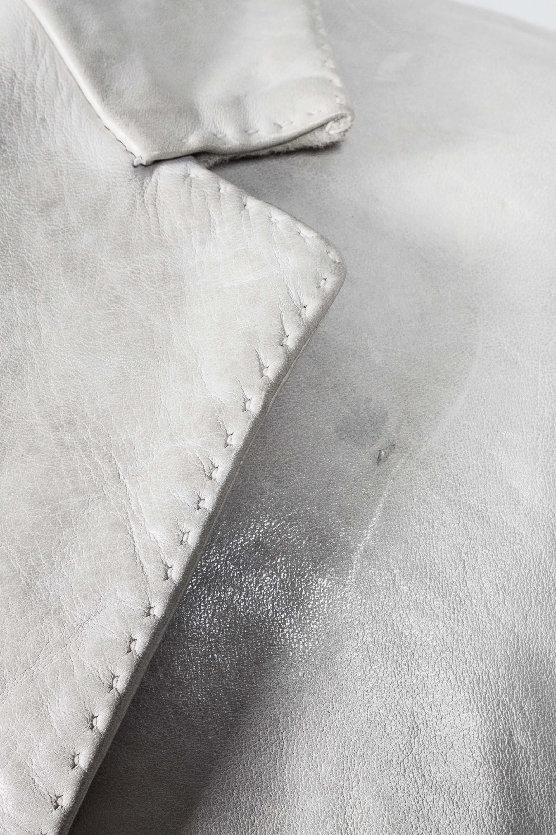 Object Dyed Lined Unlined 2 Button Leather Drip Rubber Long Jacket - Image 5
