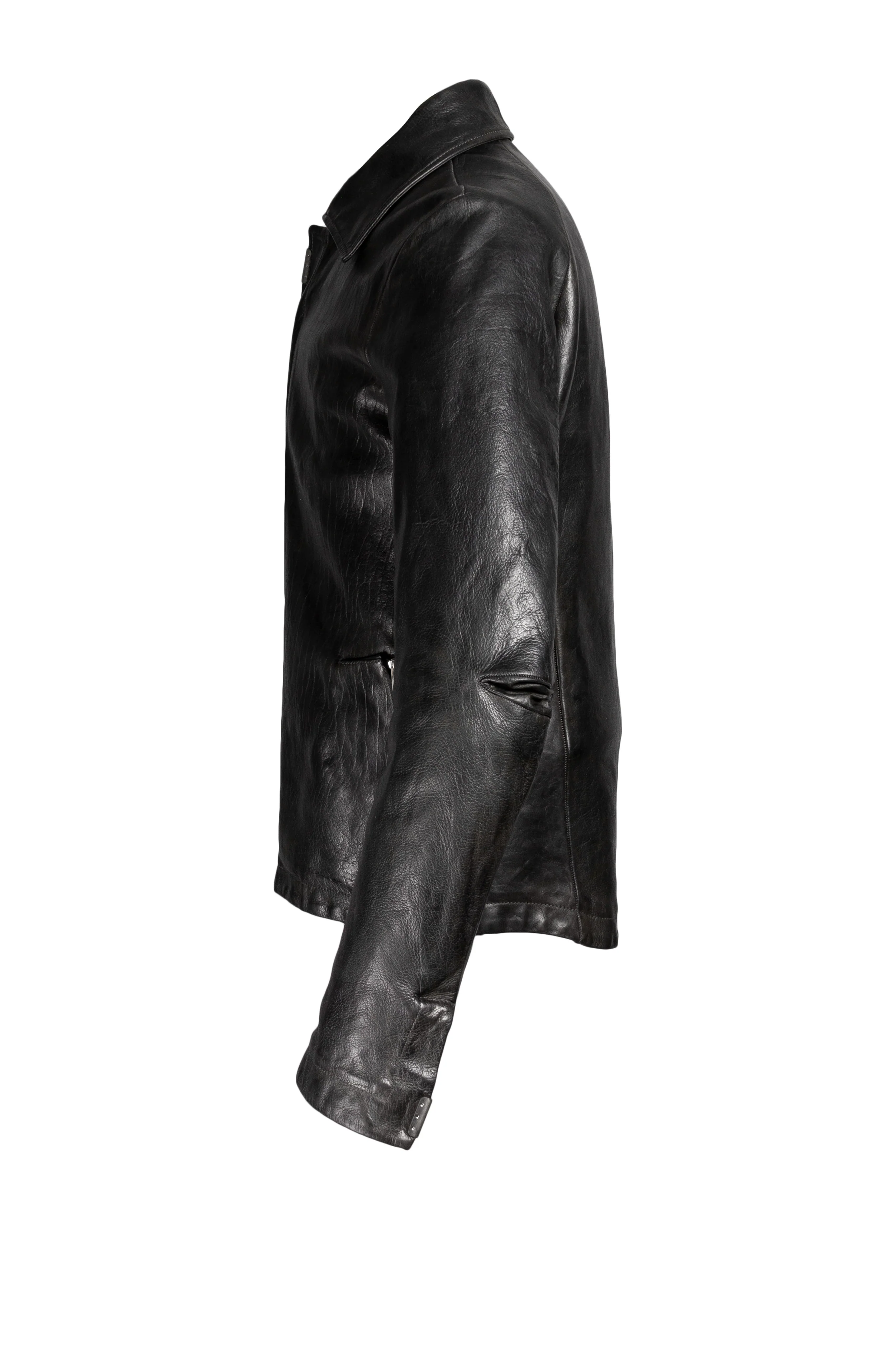 Object Dyed Lined Scarstitched Leather Jacket - Image 2